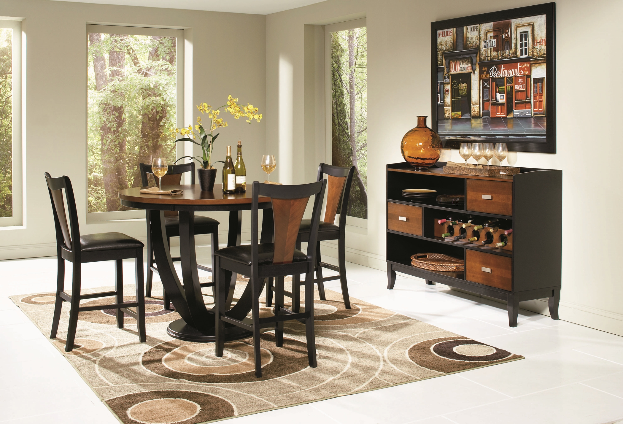 Boyer Amber and Black 5 Pc. Counter-Height Set