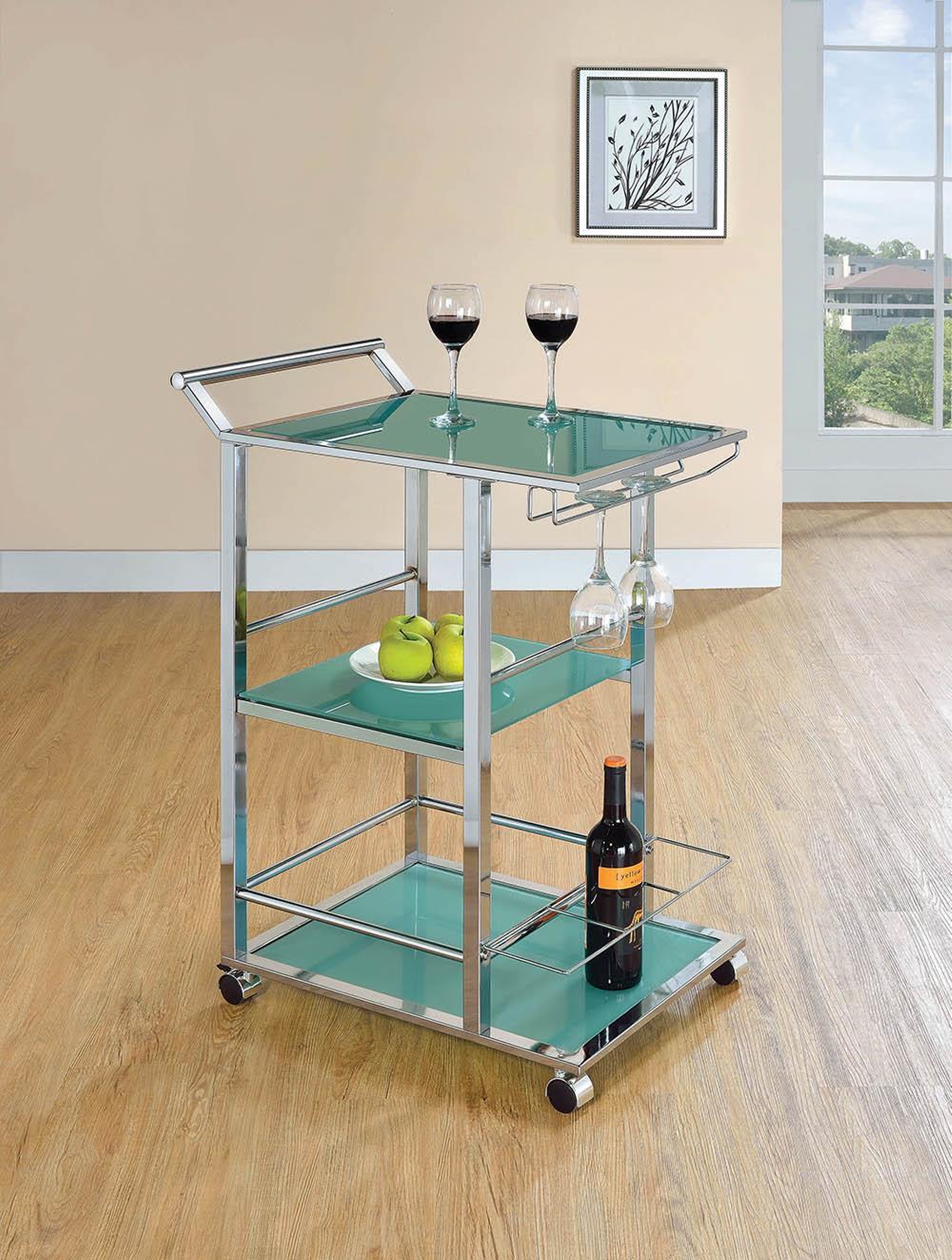 Industrial Turquoise Serving Cart