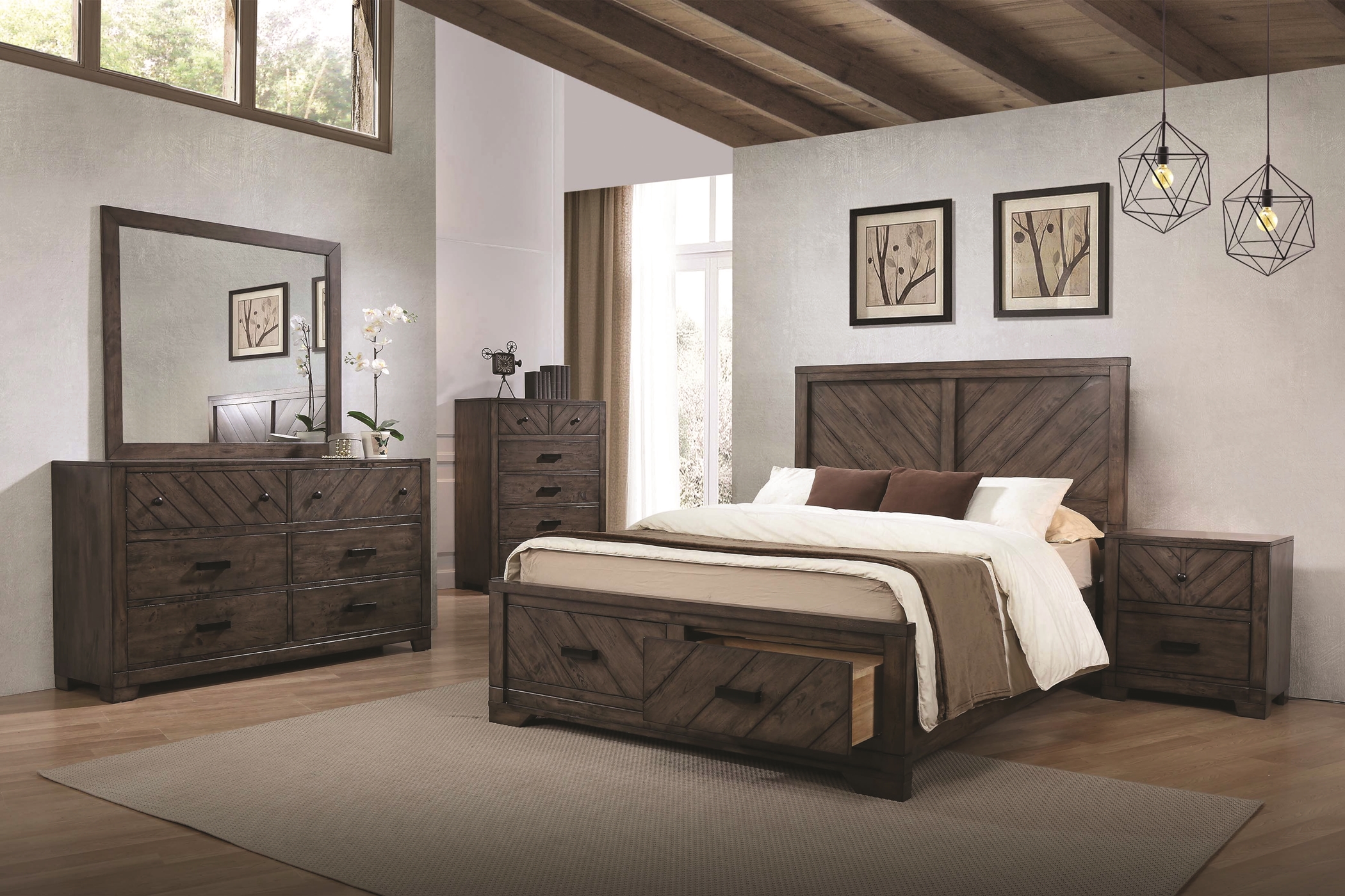 Lawndale Rustic Weathered Grey Queen 5-Pc.