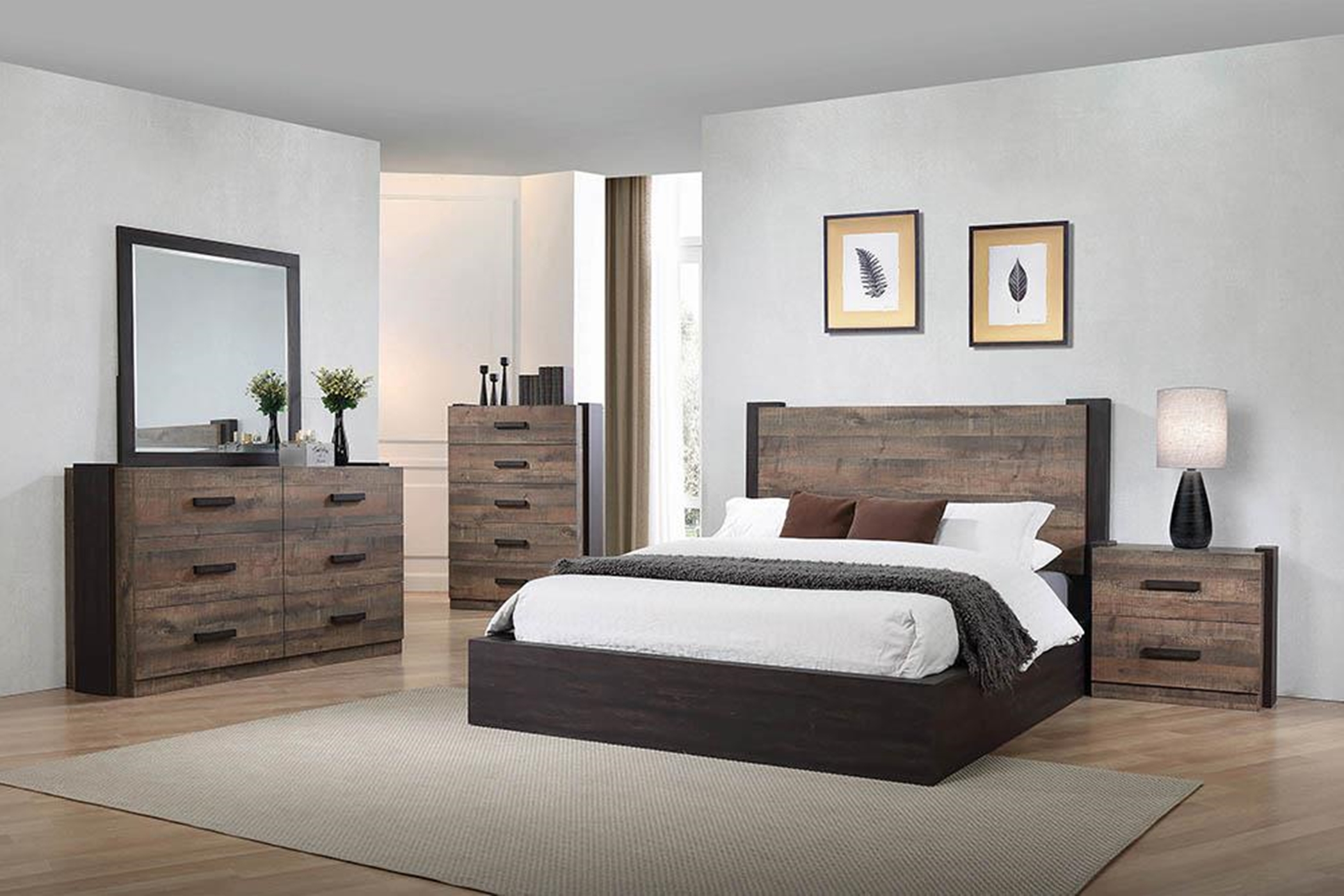 Weathered Oak and Rustic Coffee Queen Bed