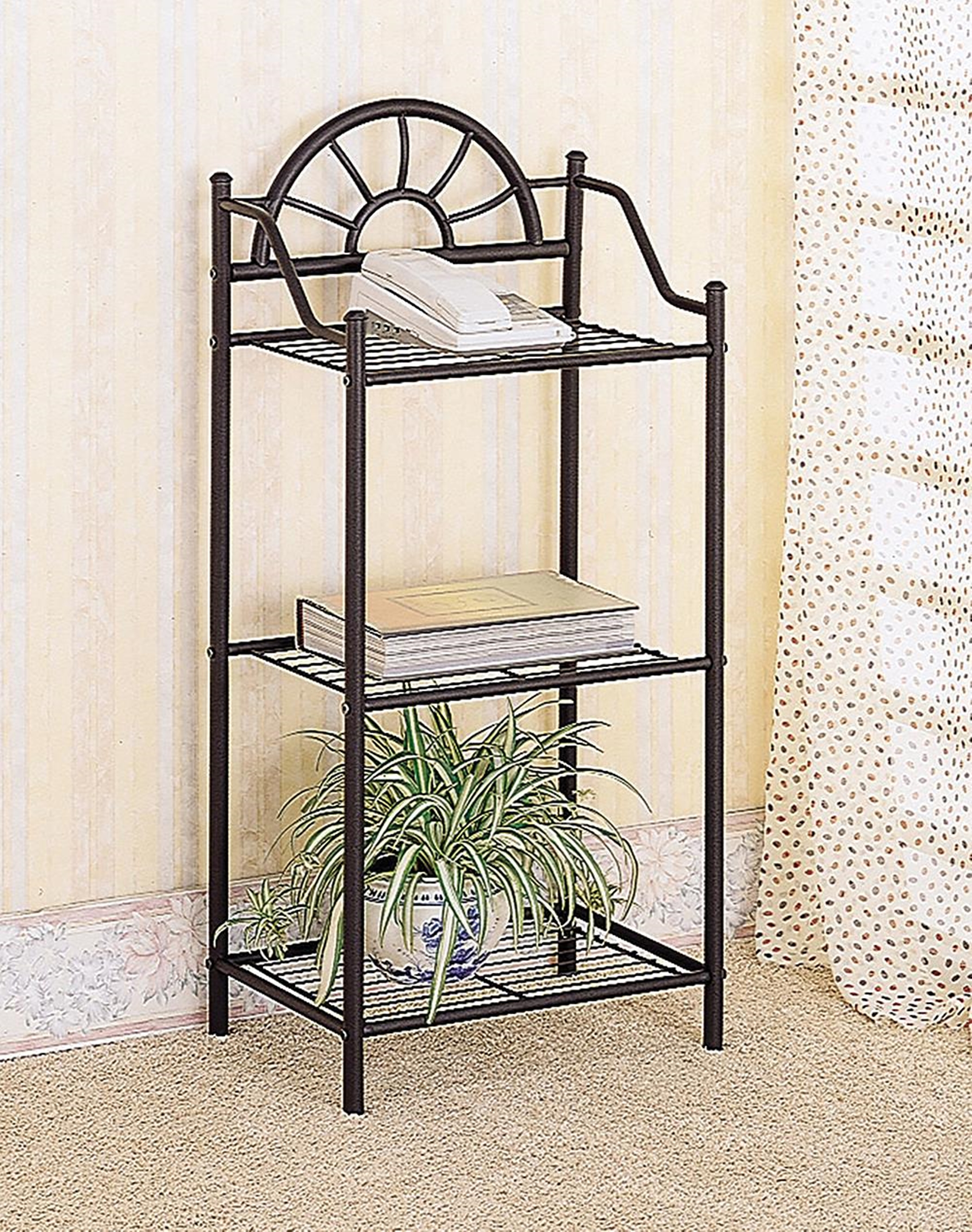 Traditional Black Three-Shelf Accent Table