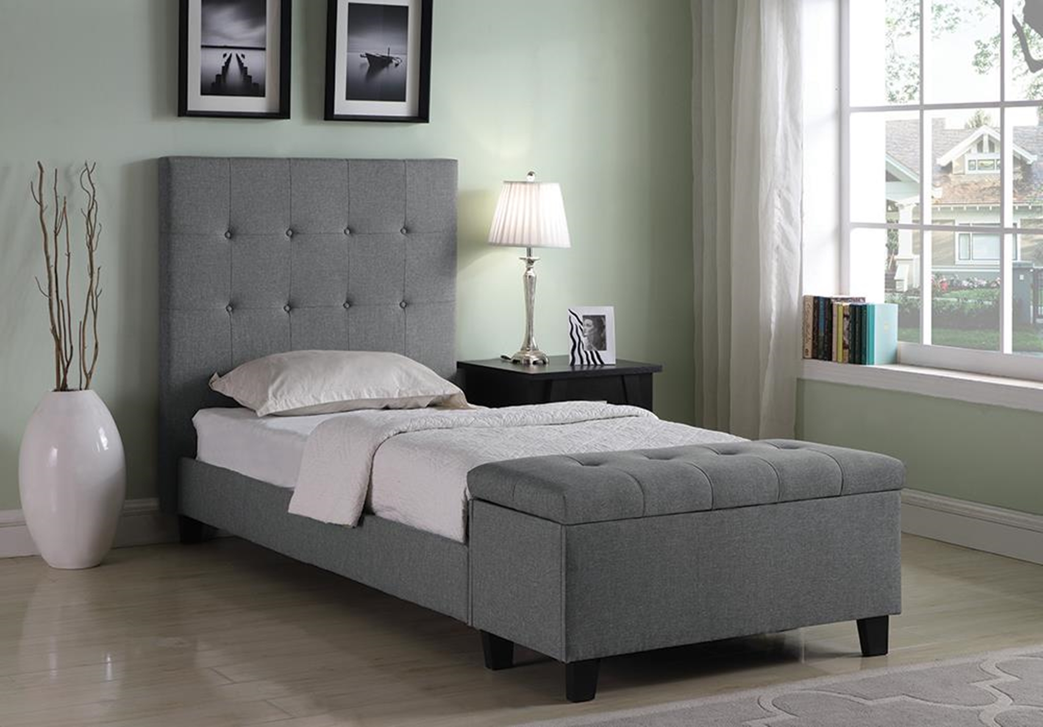 Halpert Light Grey Twin Bed
