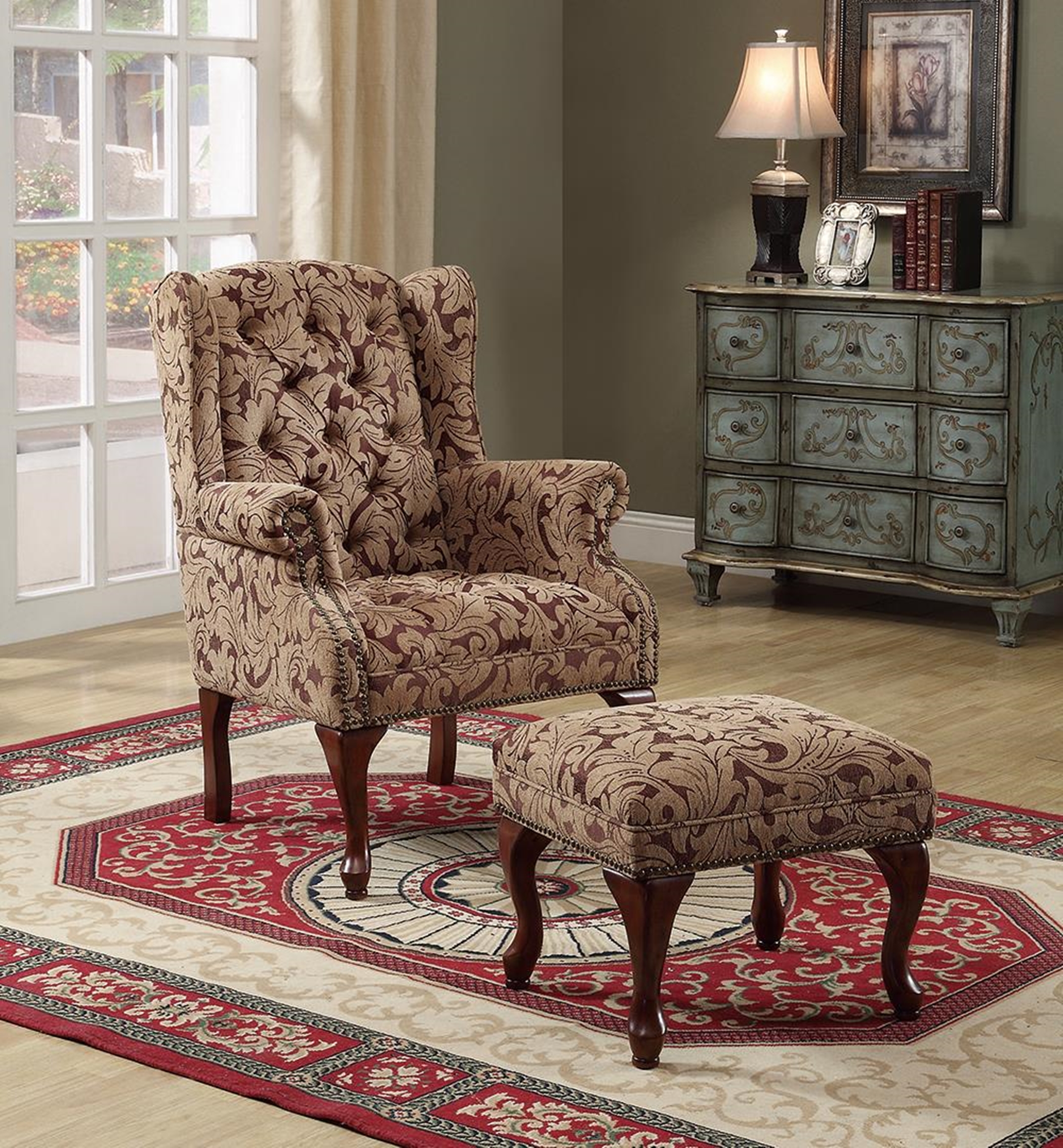 Queen Anne Light Brown Accent Chair