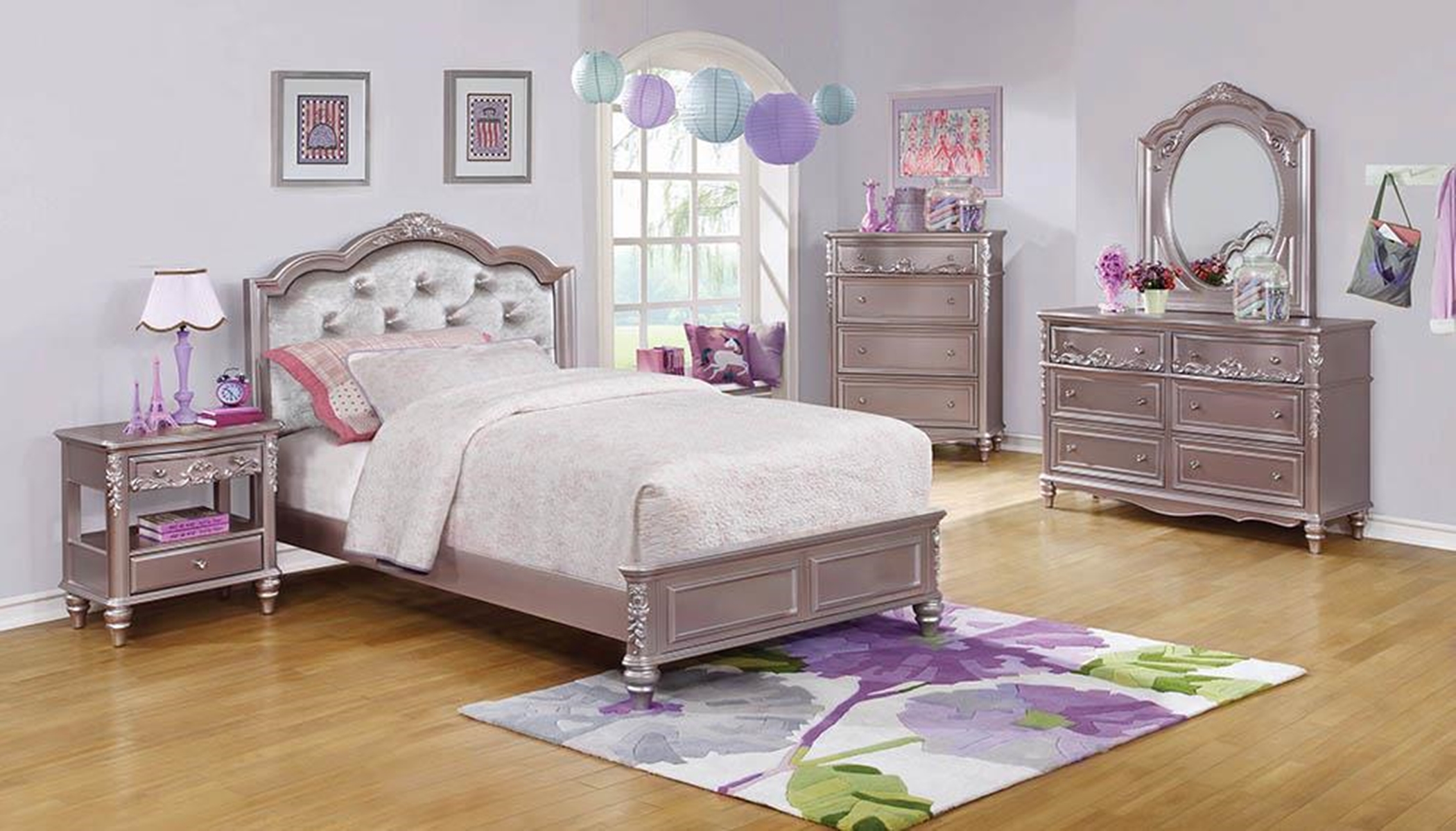 Caroline Metallic Lilac Full Bed