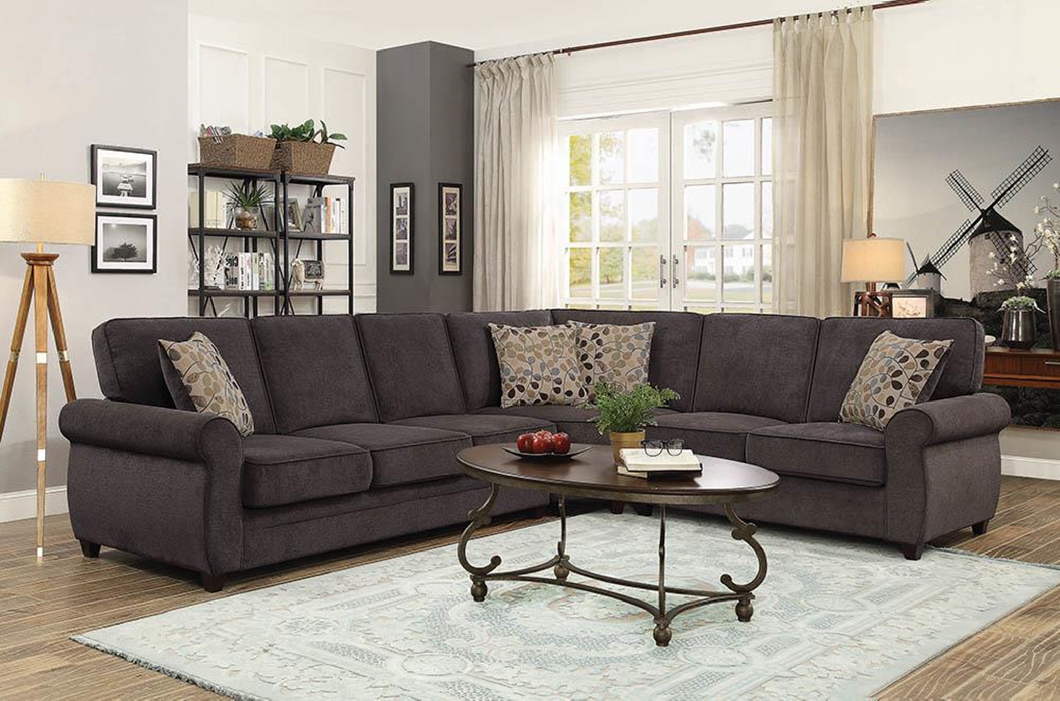 Kendrick Transitional Espresso Sectional