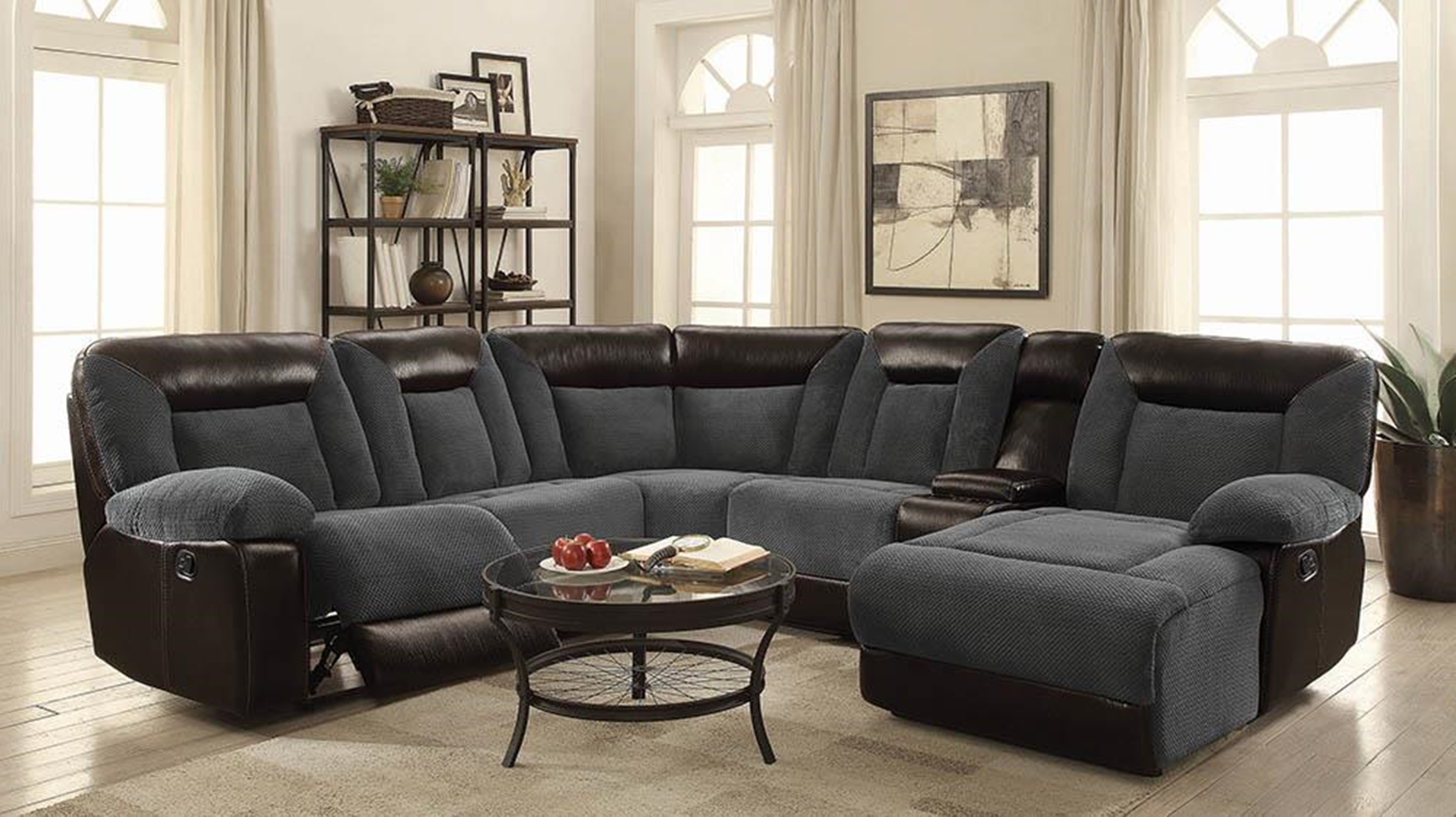 Cybele Casual Grey Motion Sectional