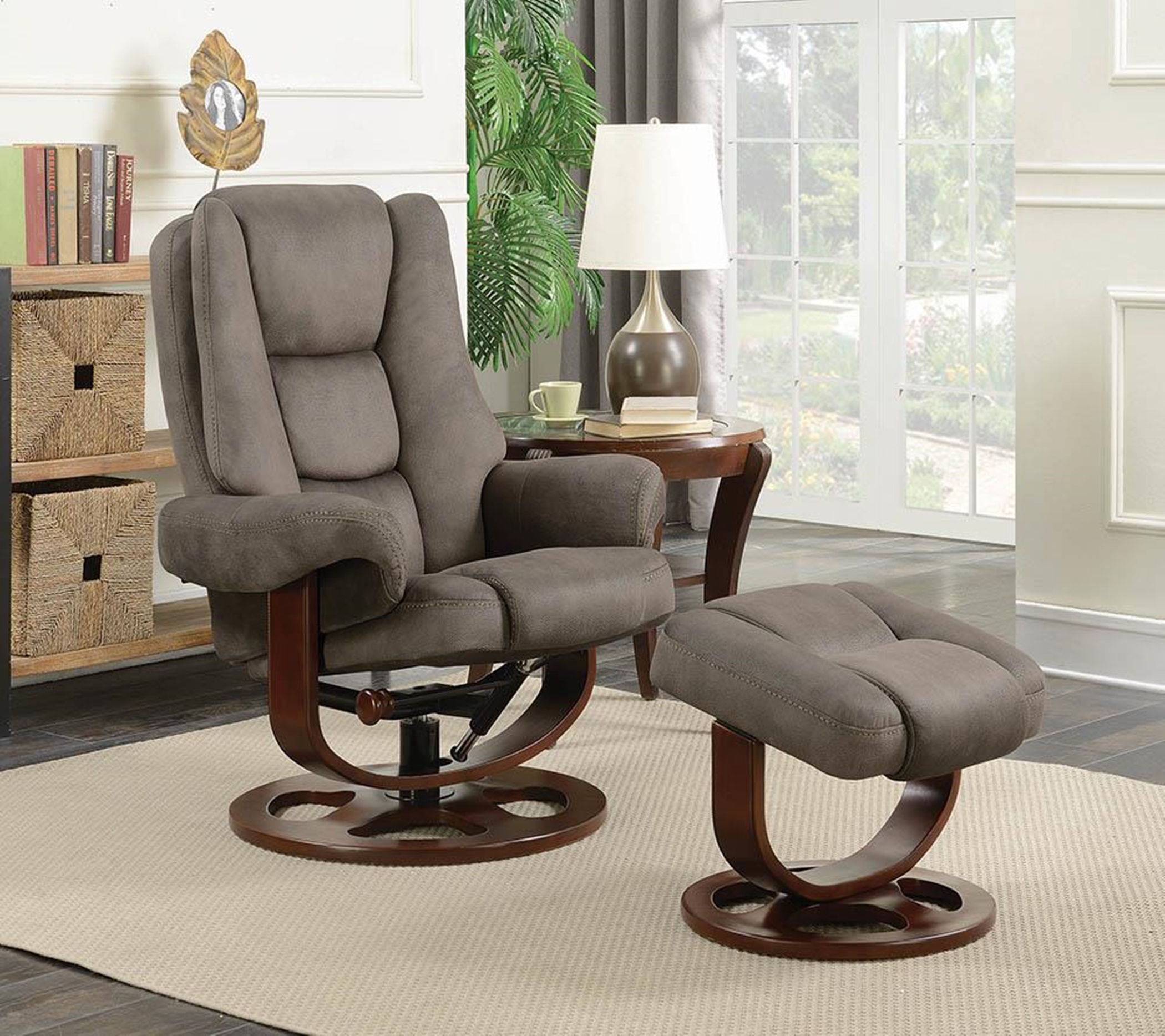Cybele Casual Grey Chair with Ottoman