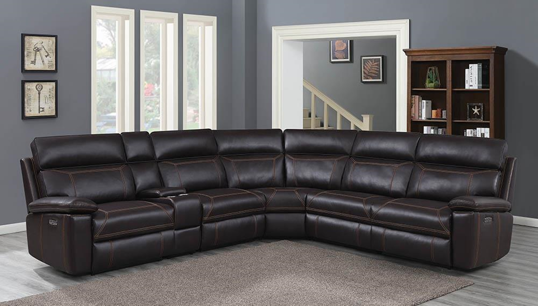Albany Brown 6pcs Power2 Sectional
