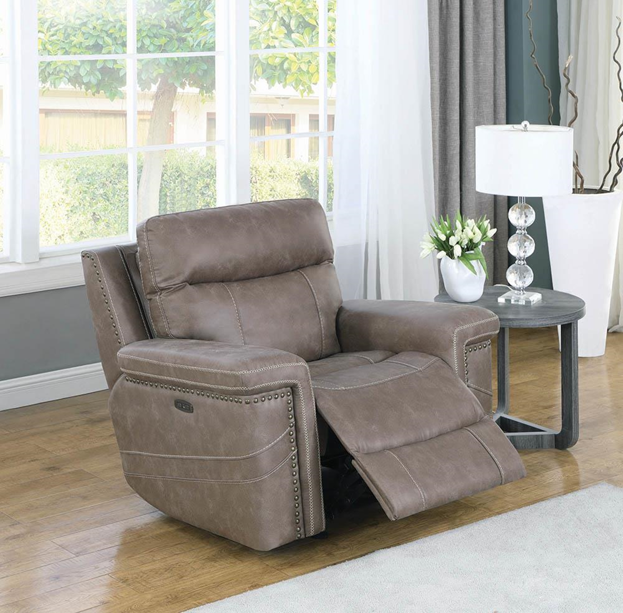 Wixom Taupe Power2 Glider Recliner