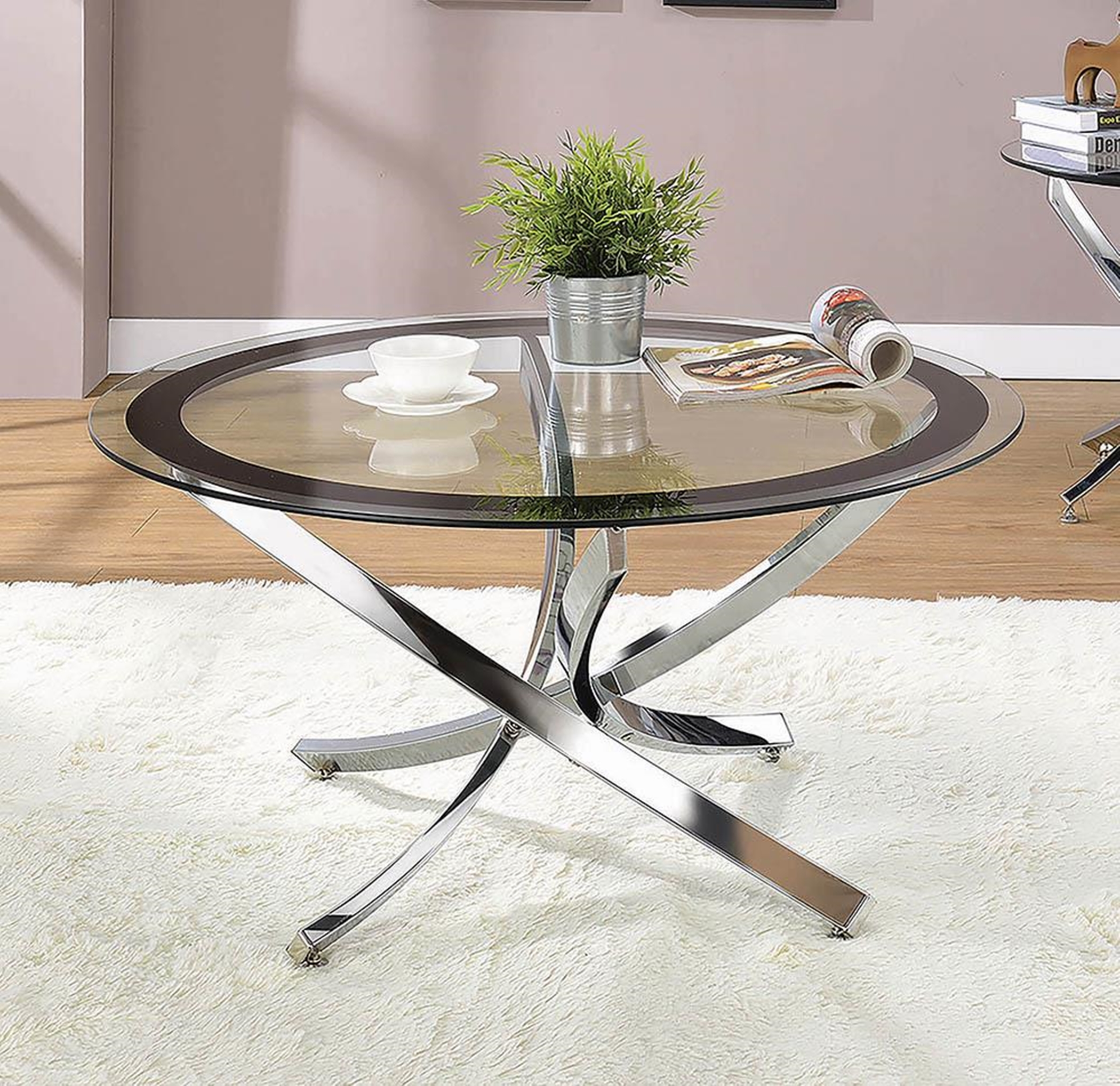 Glass Top Chrome Coffee Table - Click Image to Close