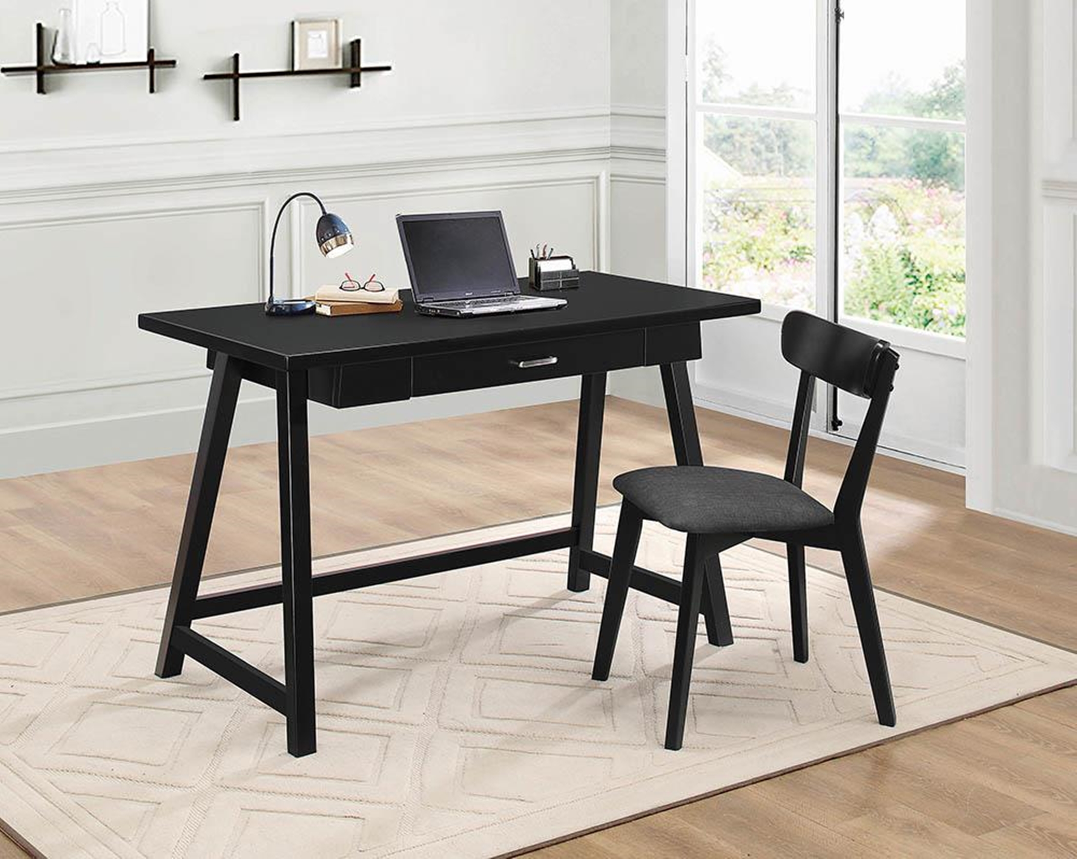 Casual Black Desk and Chair Set