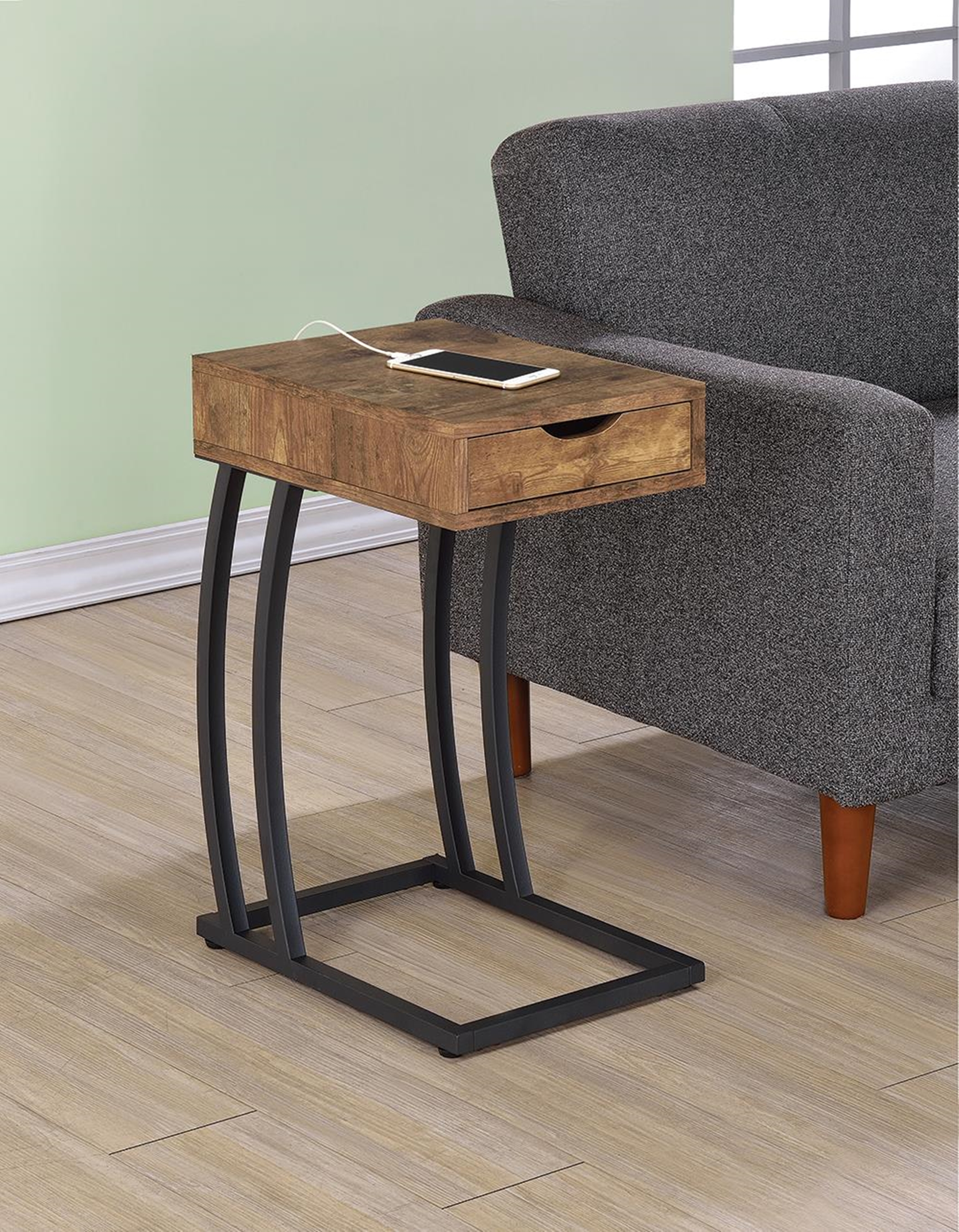 Industrial Antique Nutmeg Accent Table