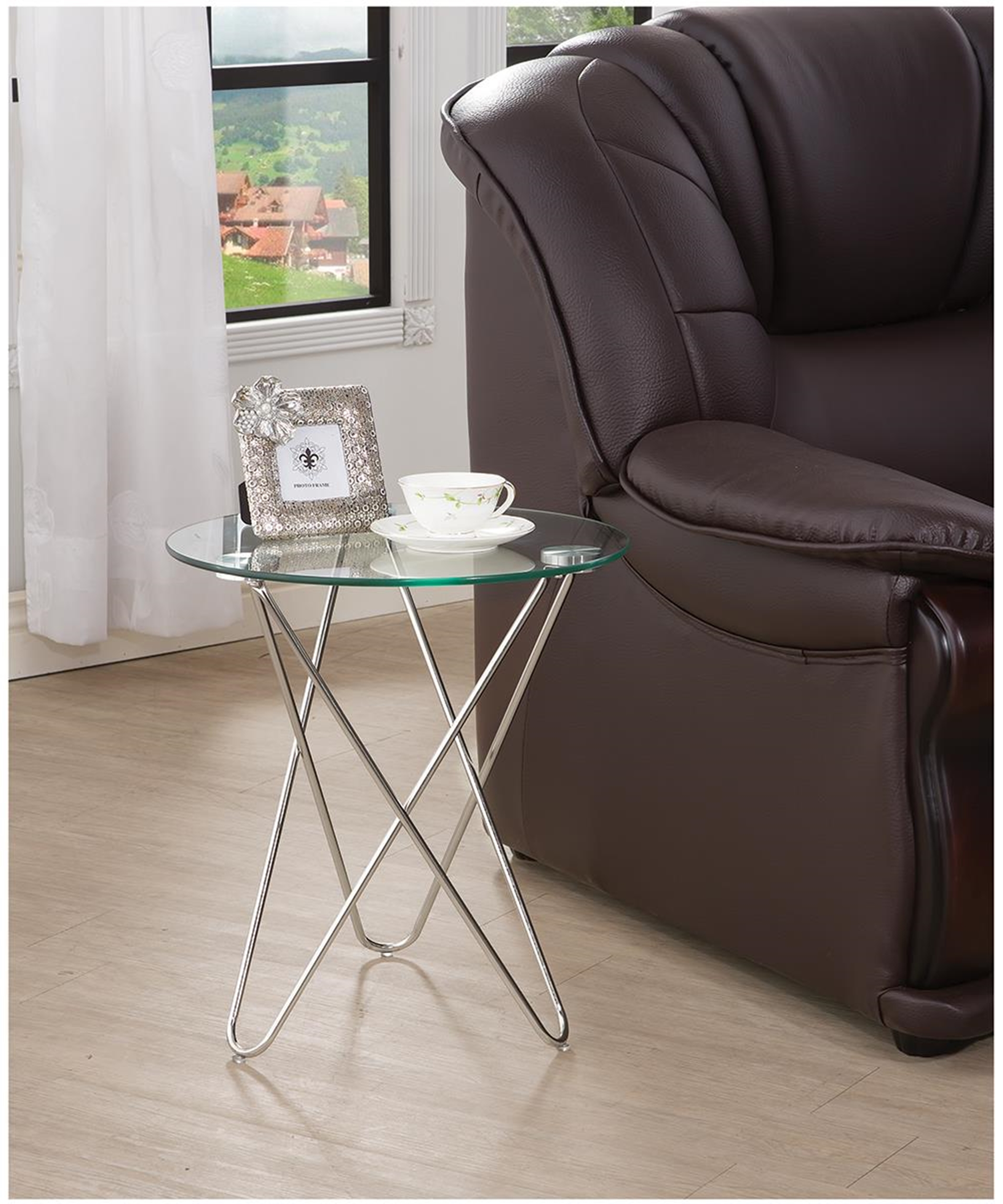 Contemporary Chrome Accent Table