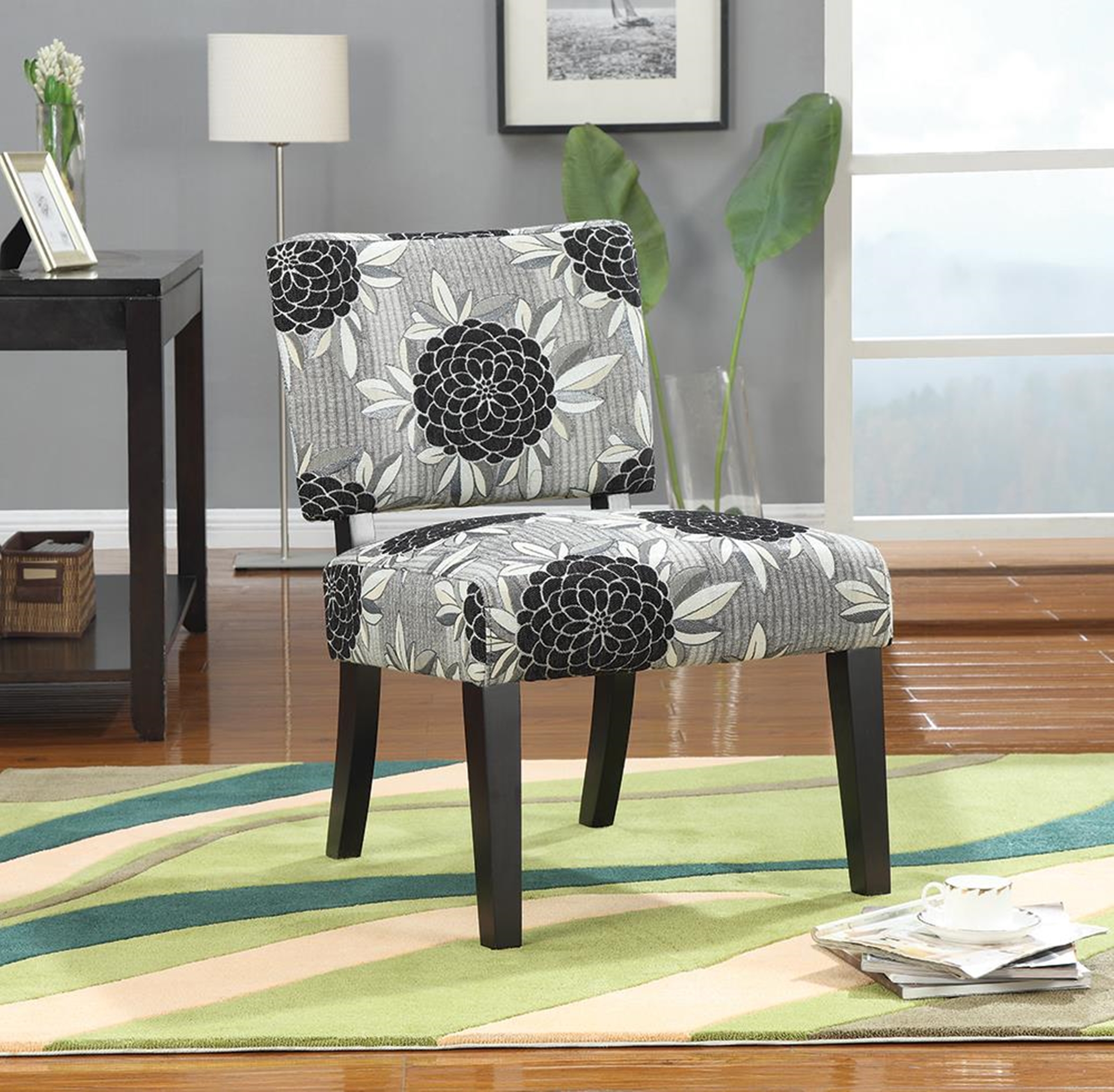 Casual White Grey and Black Accent Chair