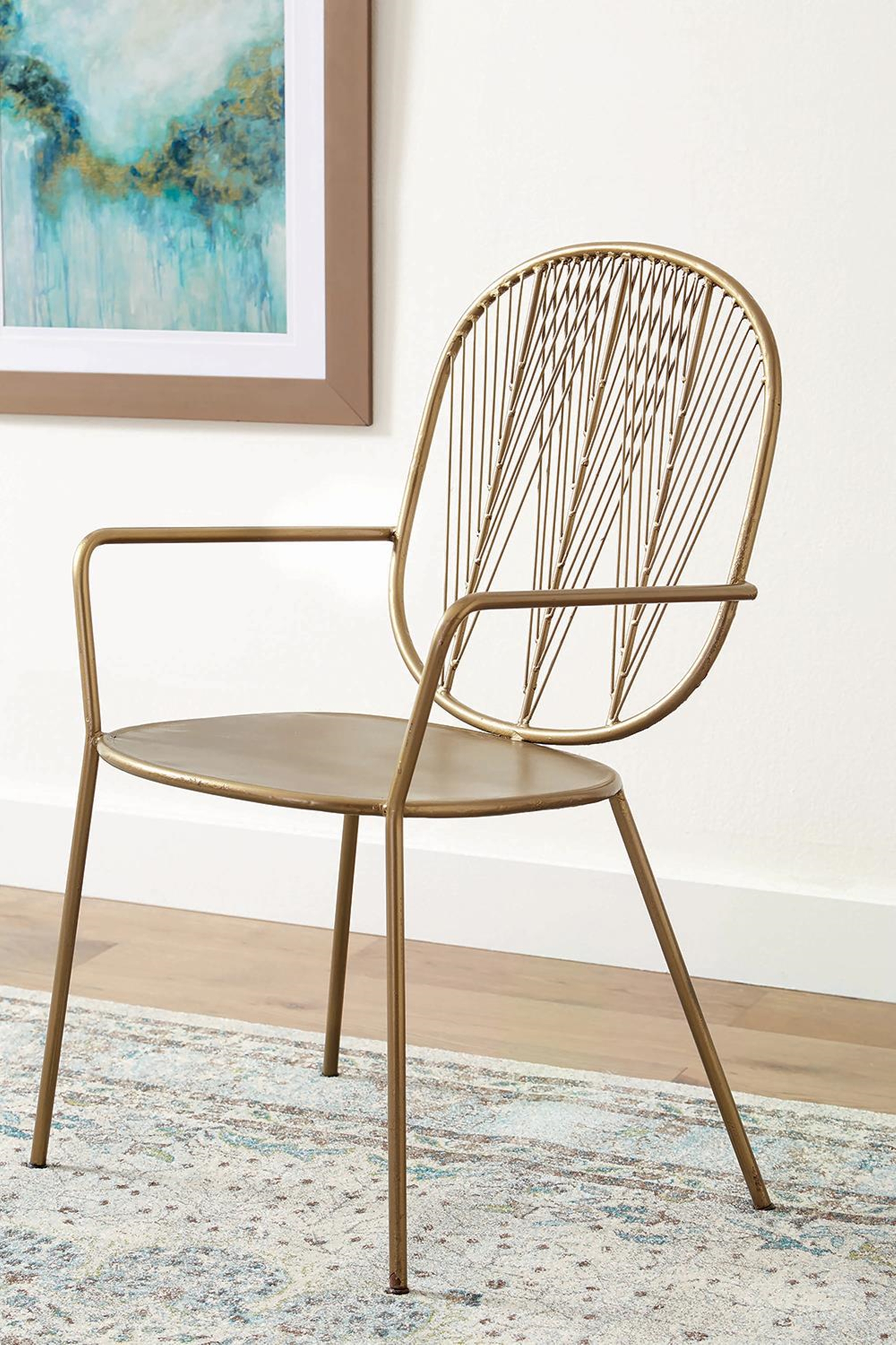 Contemporary Brass Iron Accent Chair