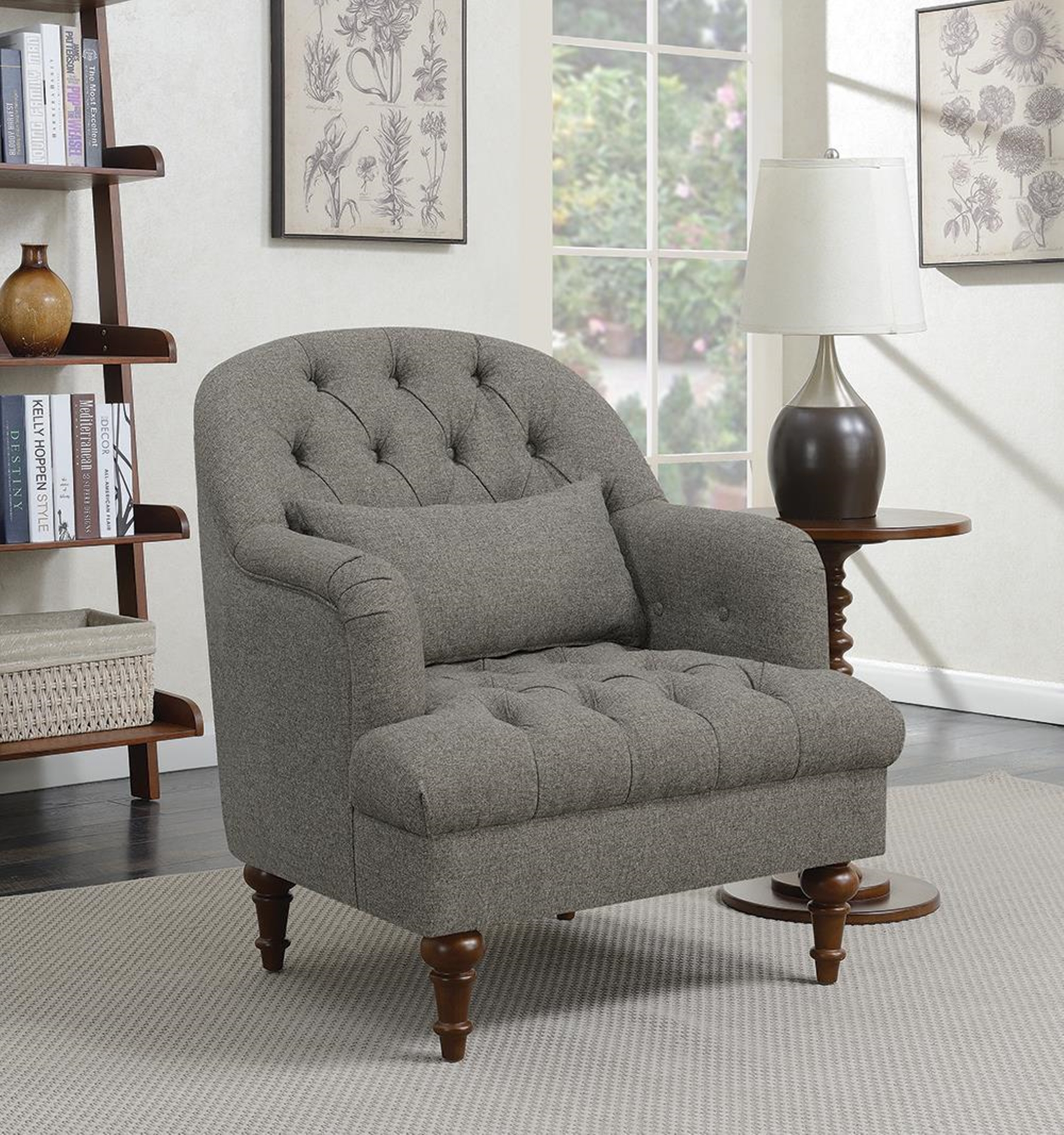 Traditional Dark Grey Accent Chair
