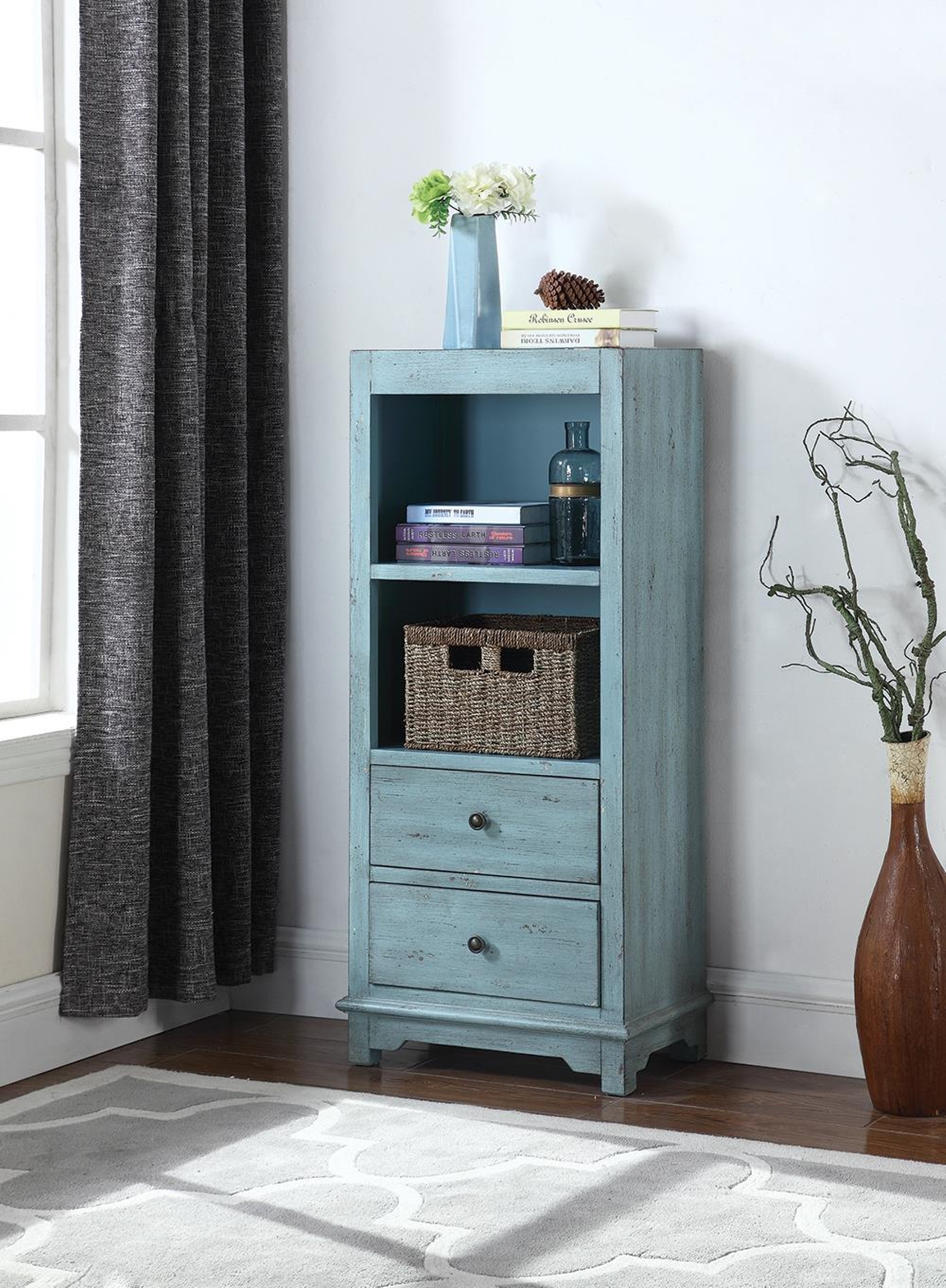Rustic Blue Accent Cabinet