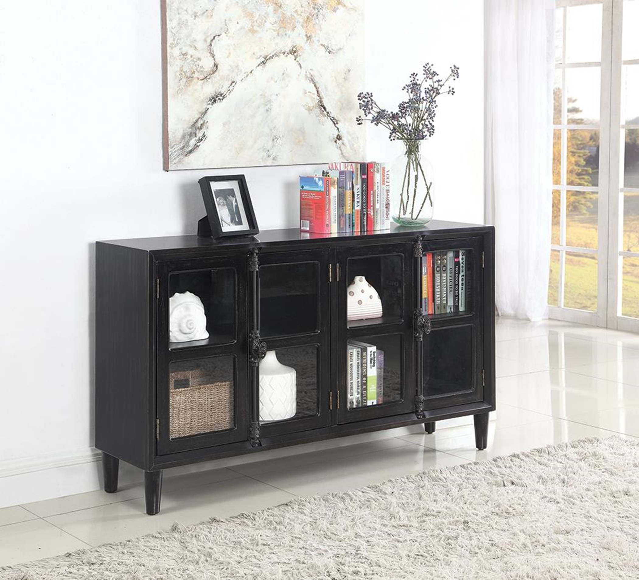 Transitional Black Accent Cabinet
