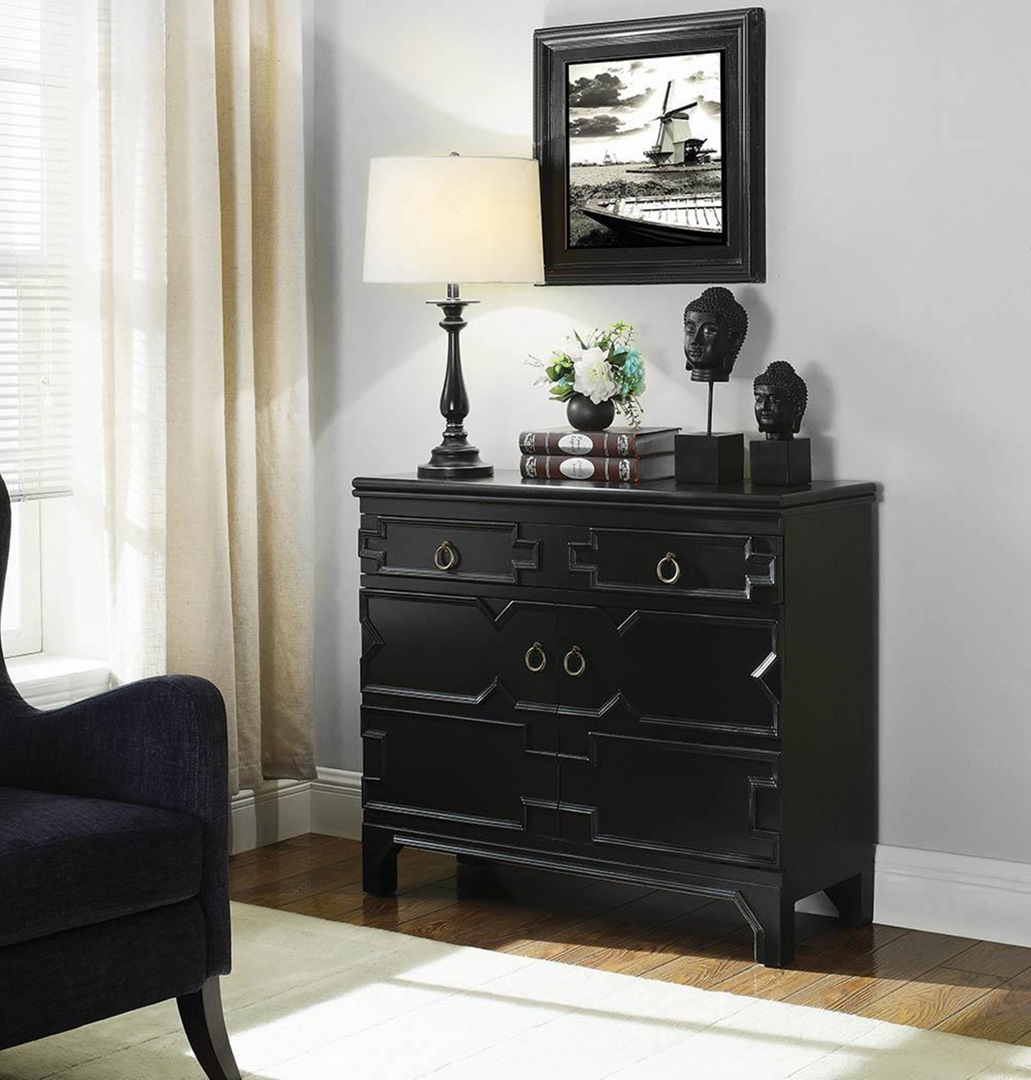 Transitional Black Accent Cabinet