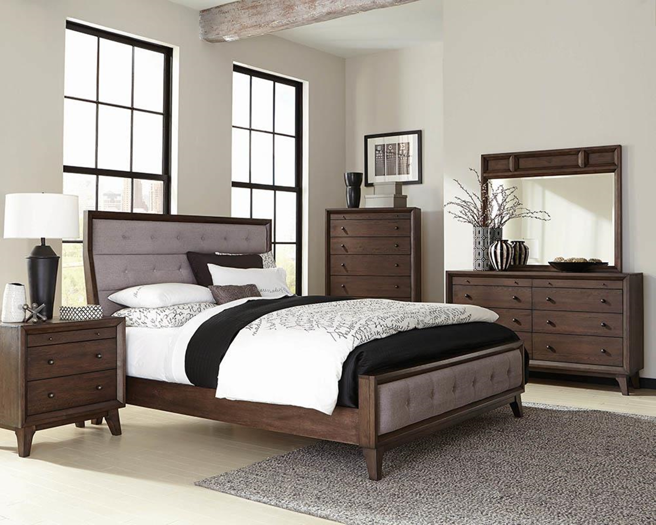Bingham Retro-Modern Brown E. King Bed