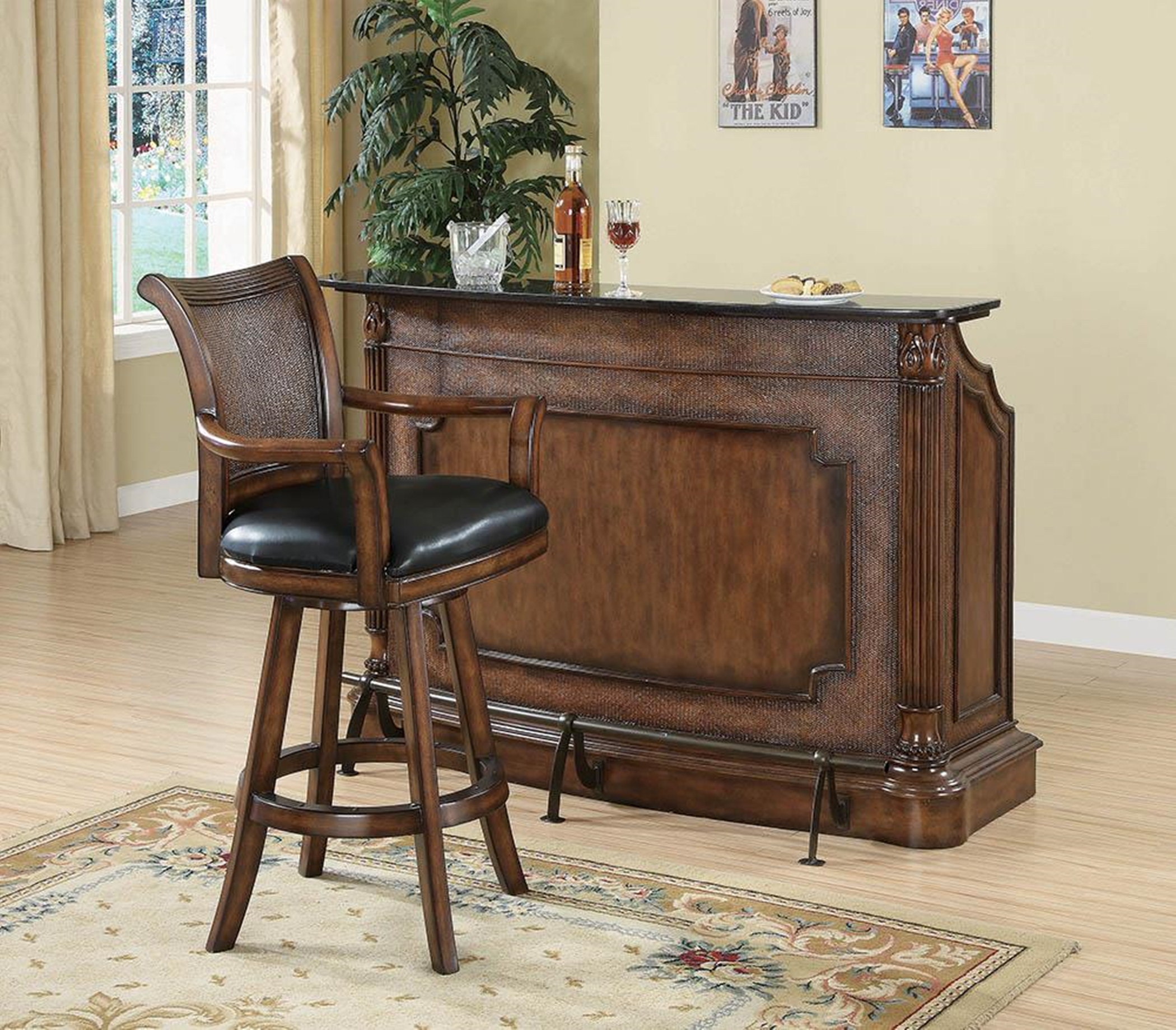 Traditional Ornate Brown Bar Unit - Click Image to Close