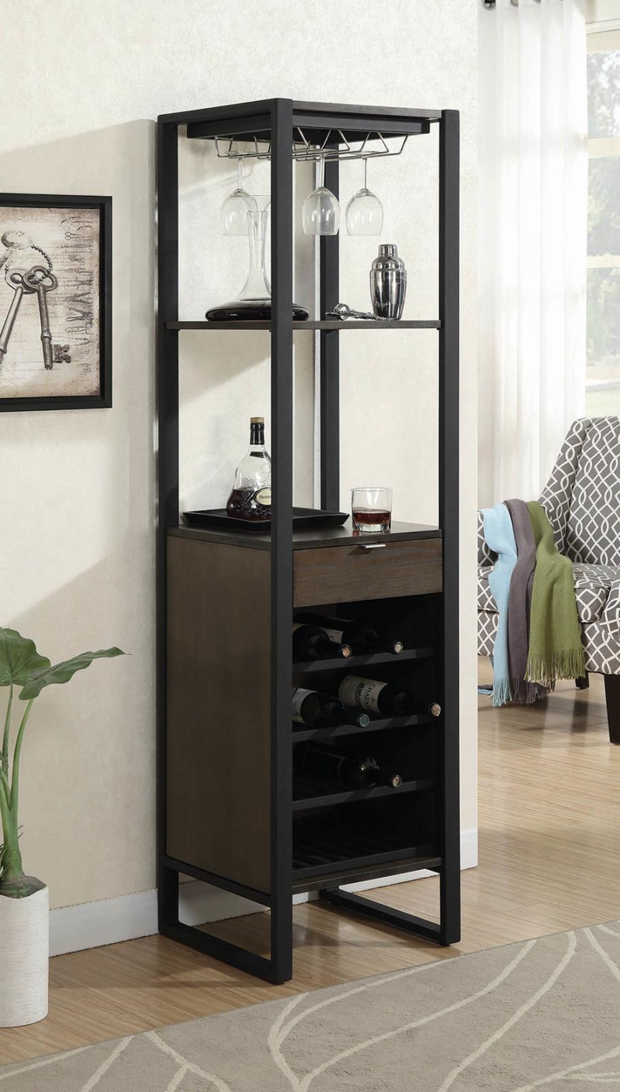 Industrial Wine Tower With Bottle Storage - Click Image to Close