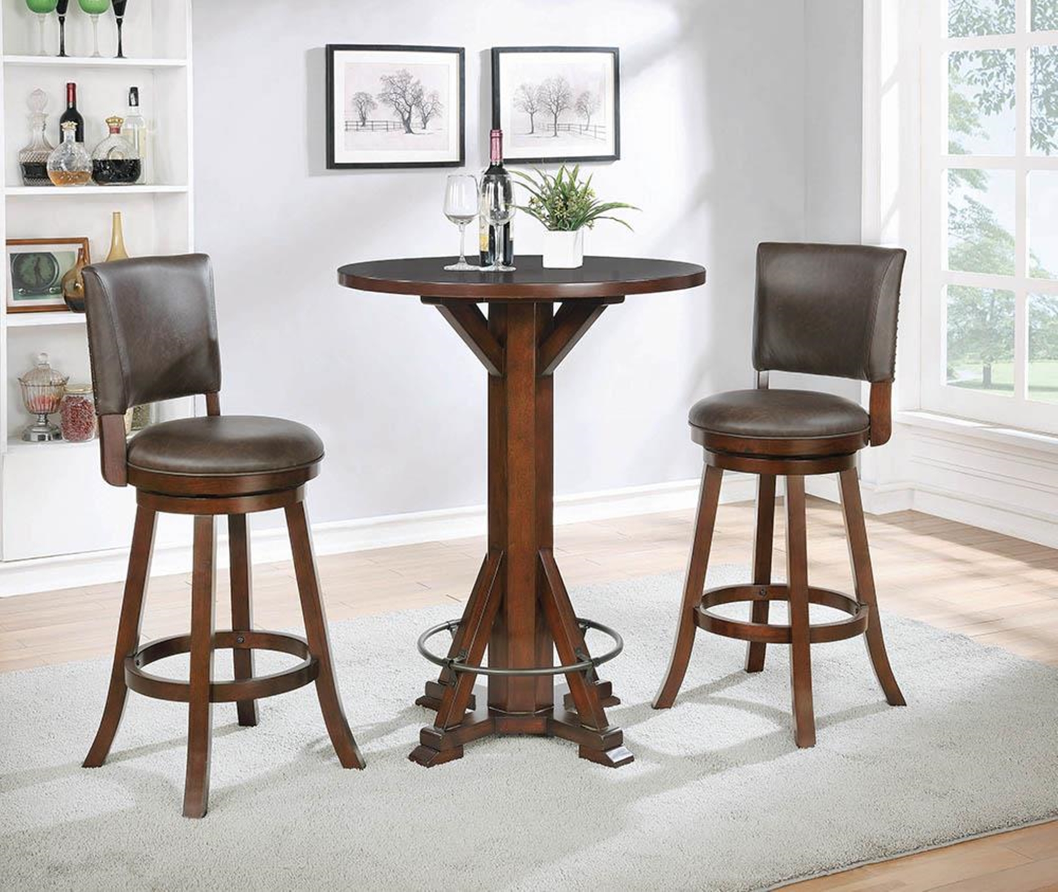 Rustic Chestnut Round Bar Table - Click Image to Close