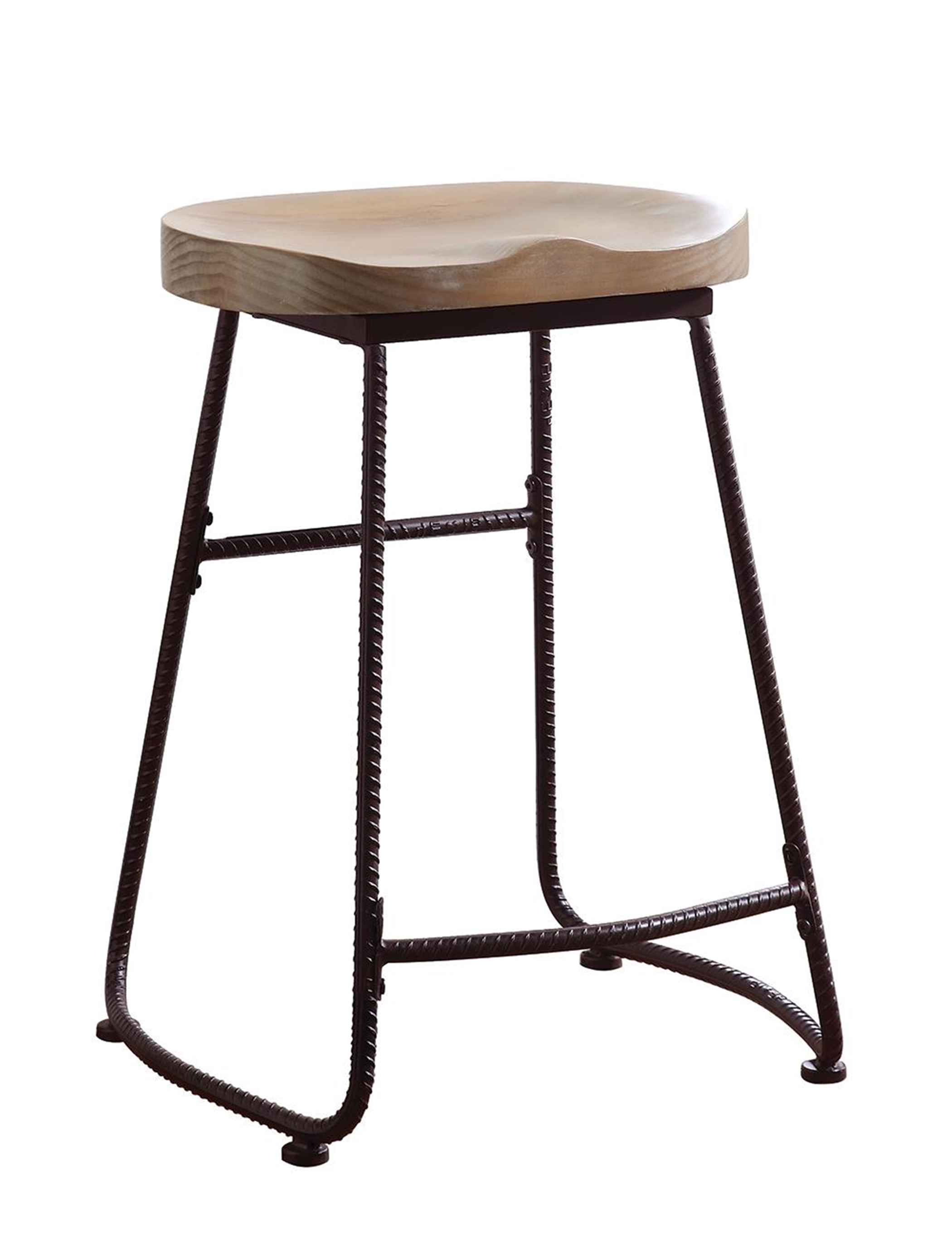 Industrial Driftwood Counter-Height Stool - Click Image to Close