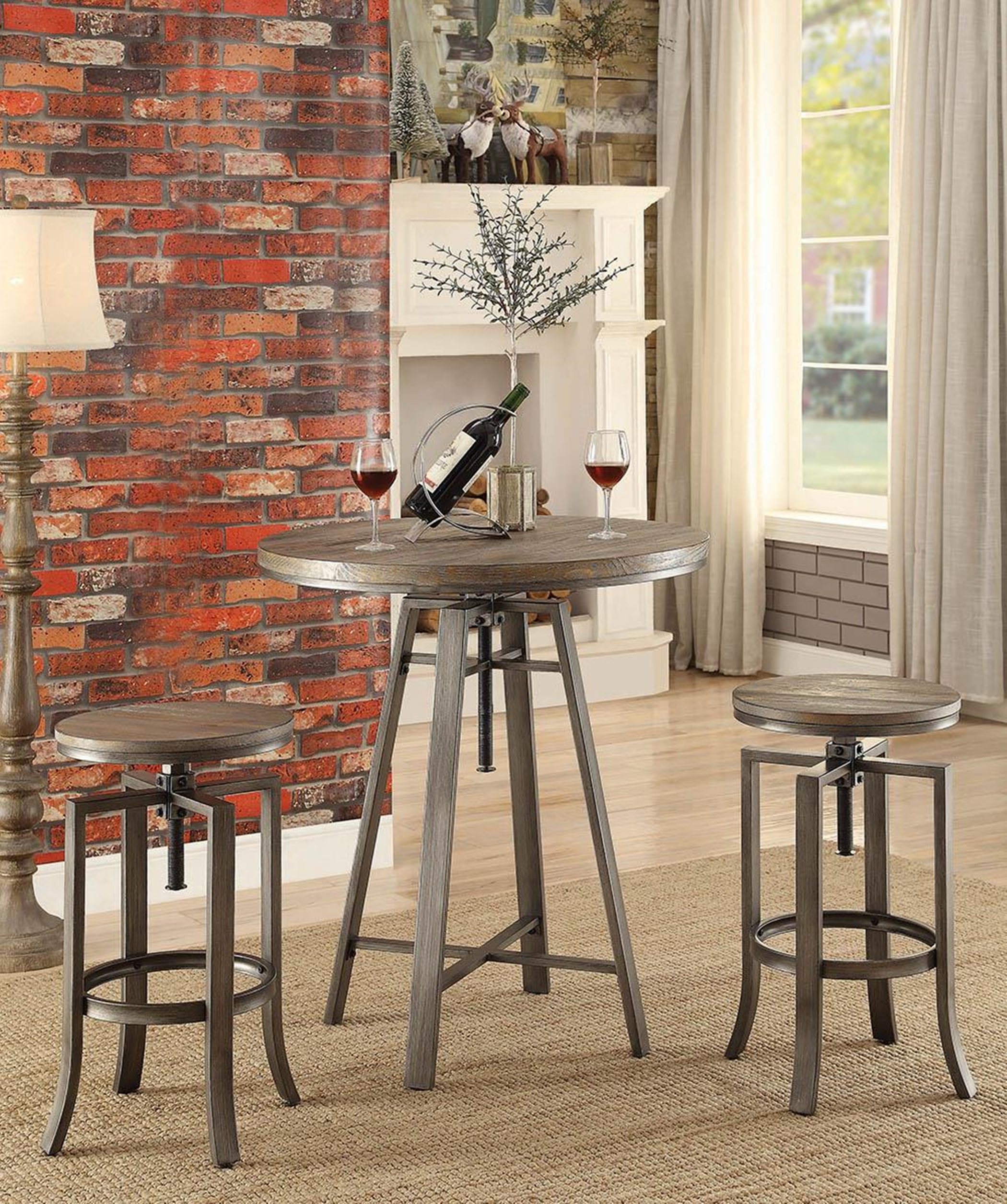 Industrial Adjustable Height Round Bar Table - Click Image to Close