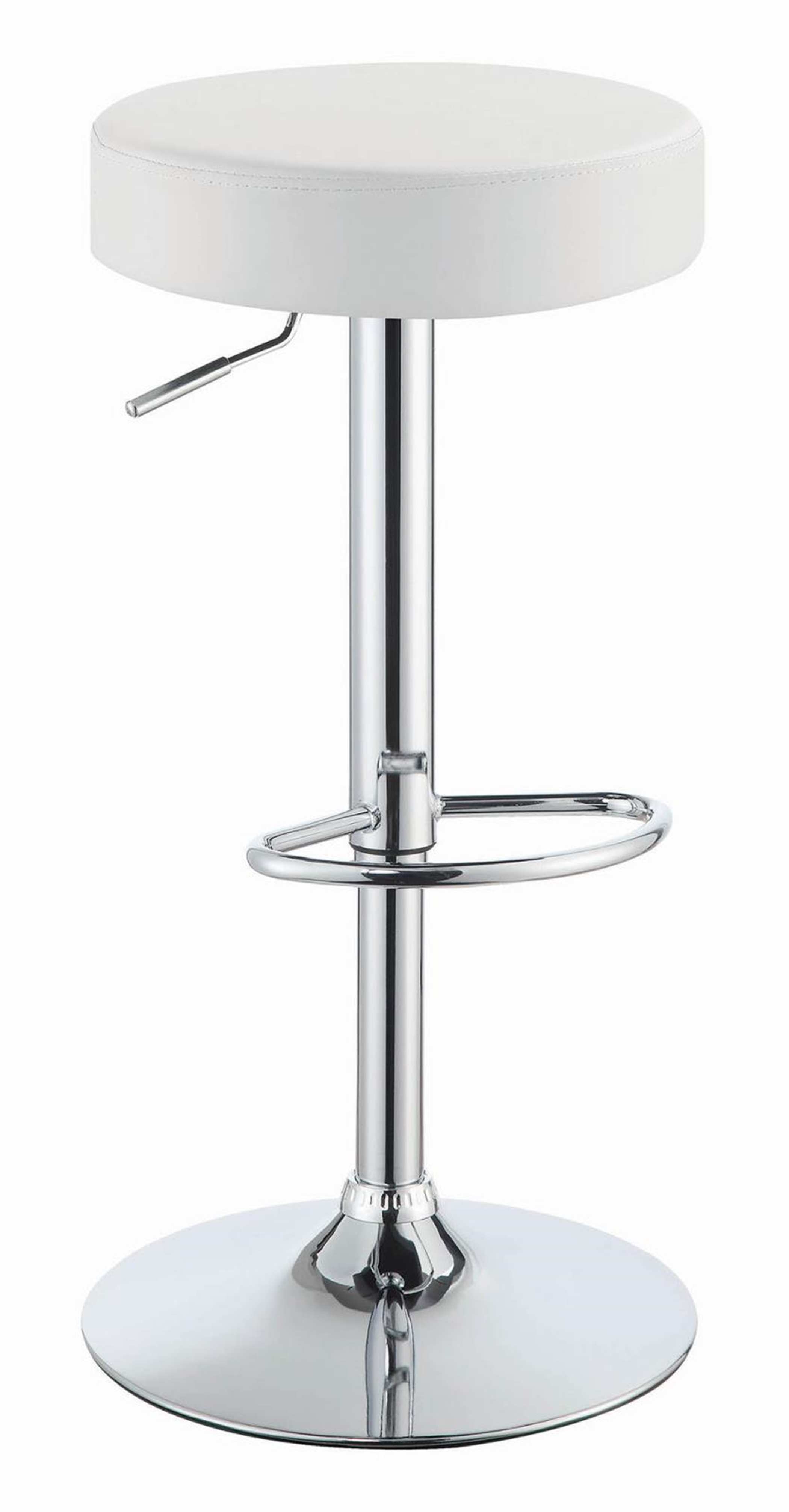 Modern White Adjustable Bar Stool - Click Image to Close