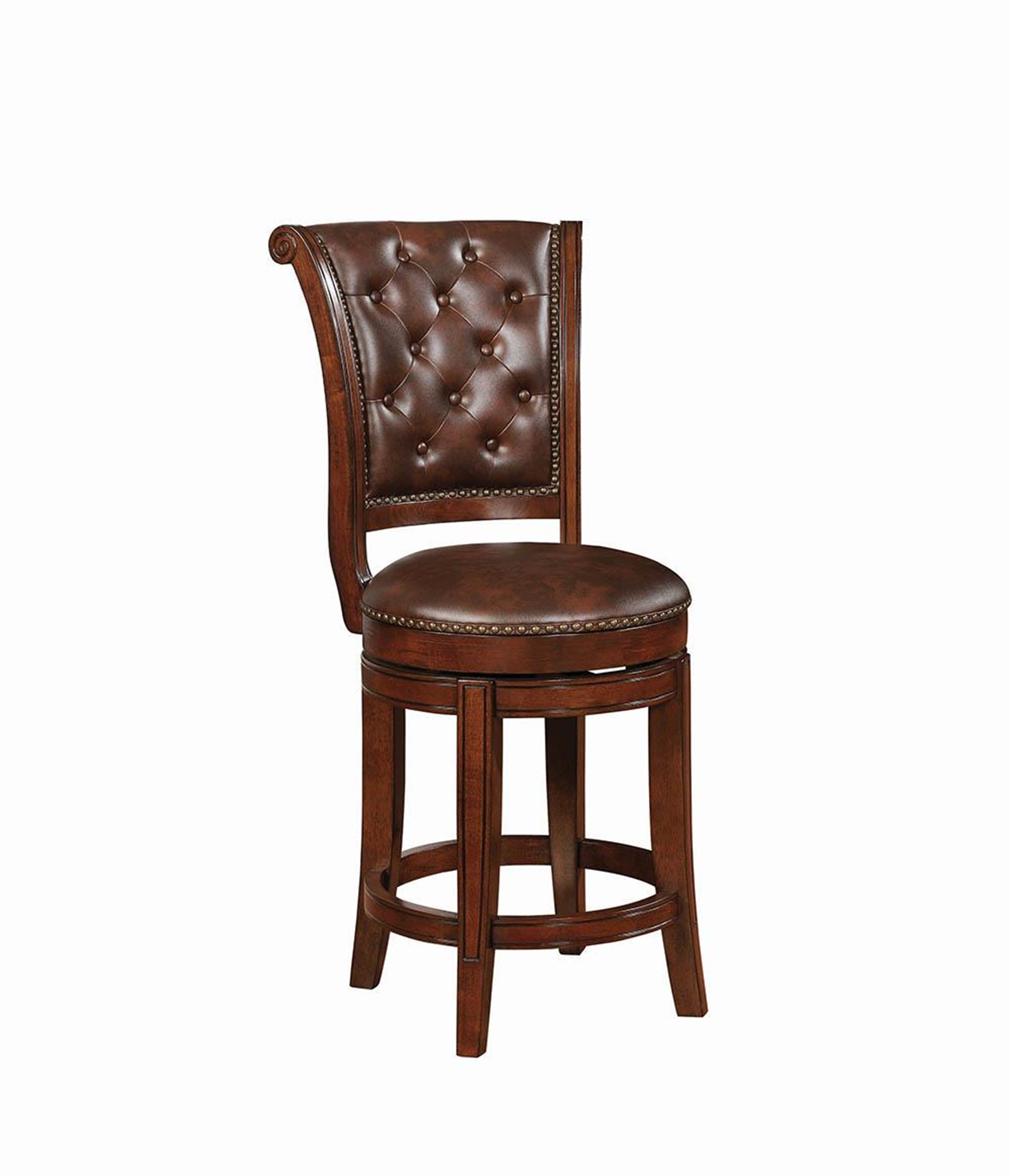 Traditional Warm Brown Swivel Counter-Height Stool - Click Image to Close