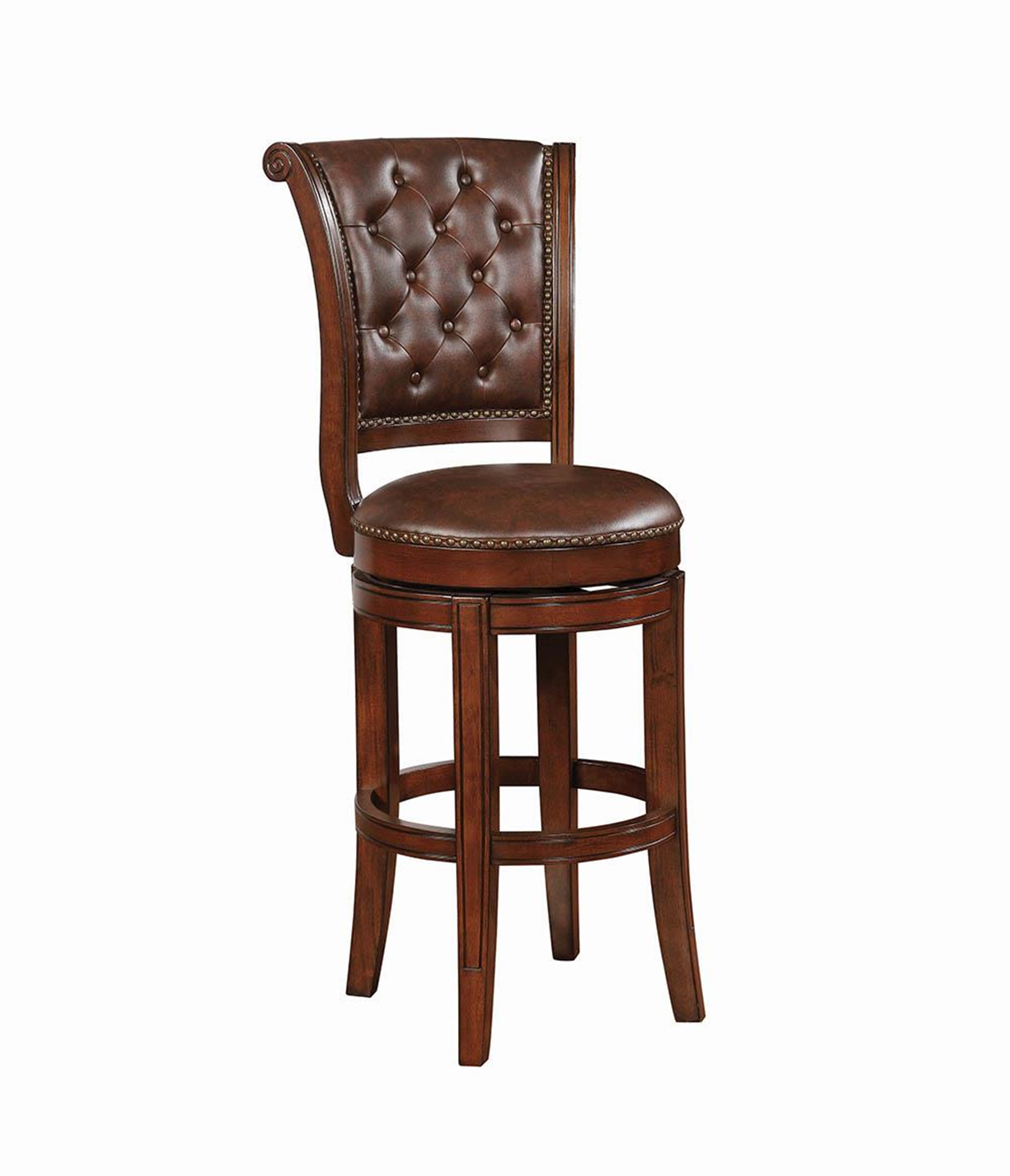 Traditional Warm Brown Swivel Bar Stool - Click Image to Close