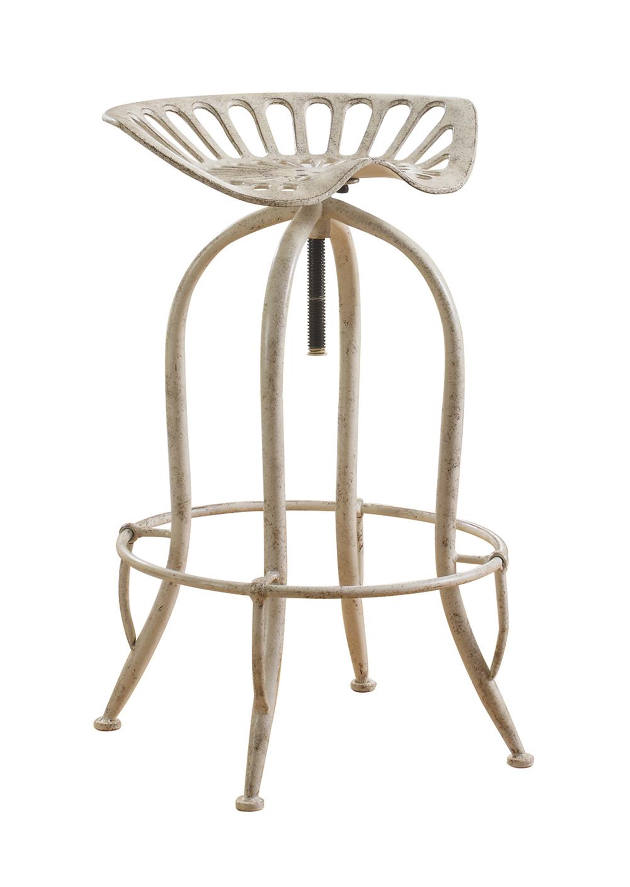 Traditional Antique White Adjustable Bar Stool - Click Image to Close
