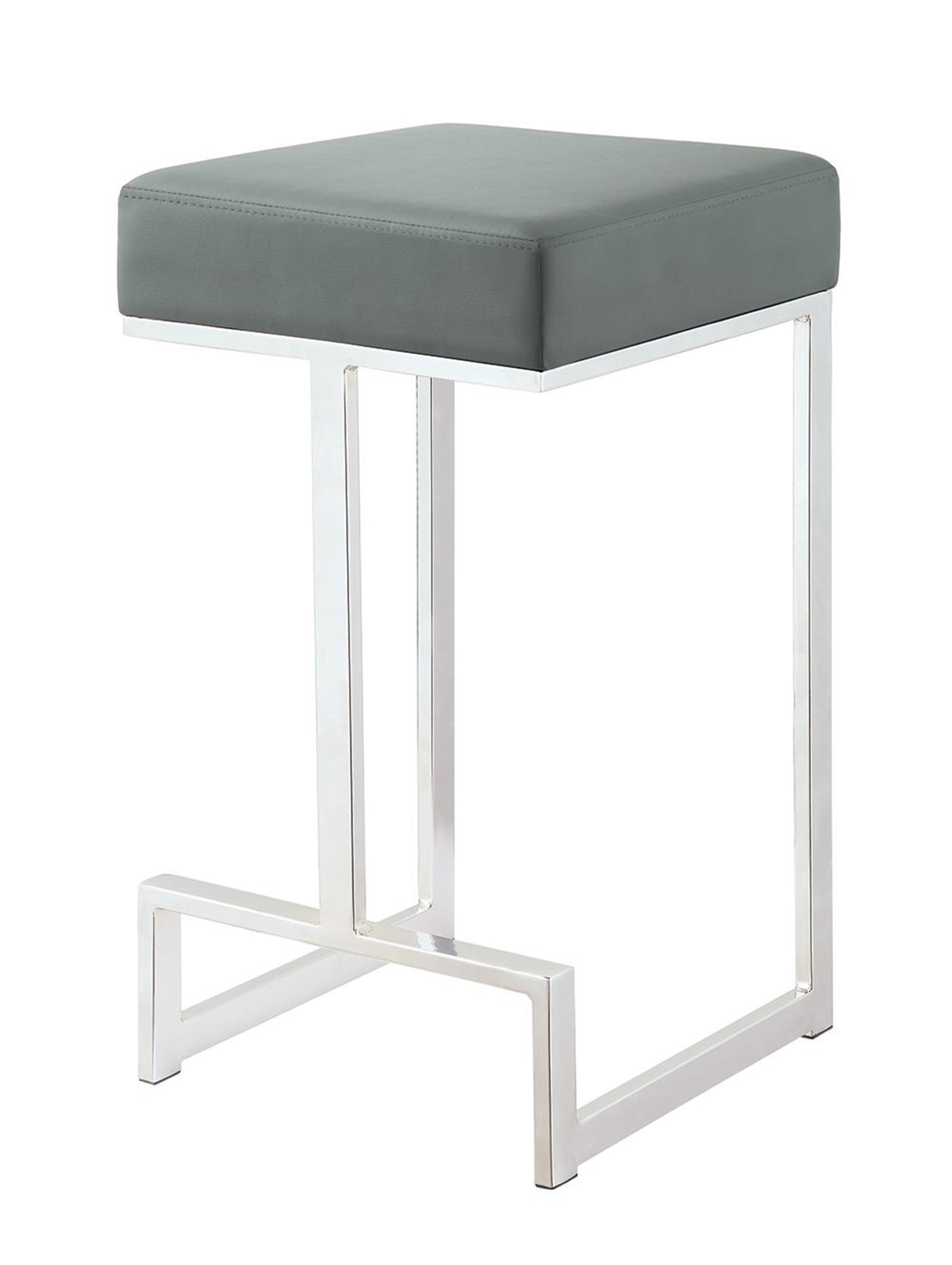 Contemporary Chrome and Grey Counter-Height Stool - Click Image to Close