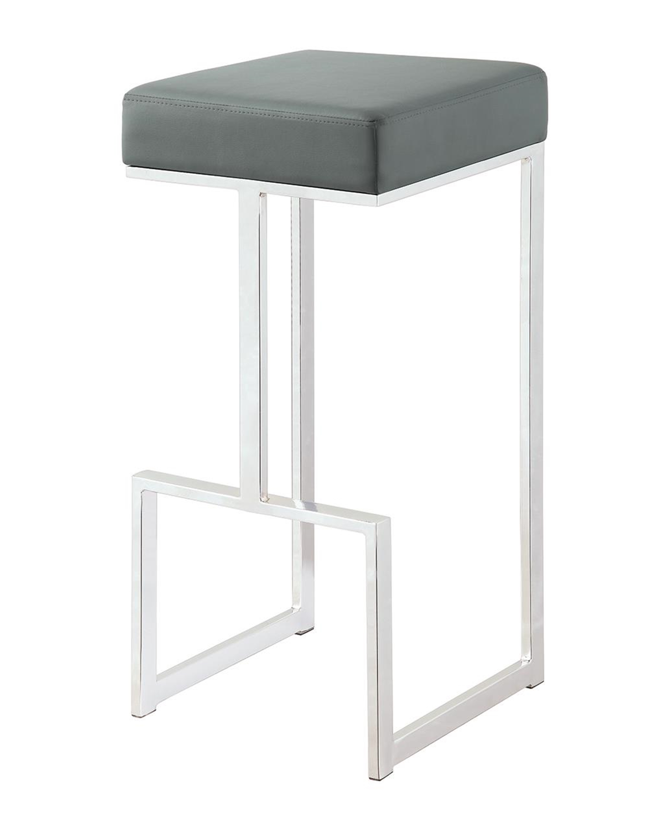 Contemporary Chrome and Grey 29in. Bar Stool - Click Image to Close