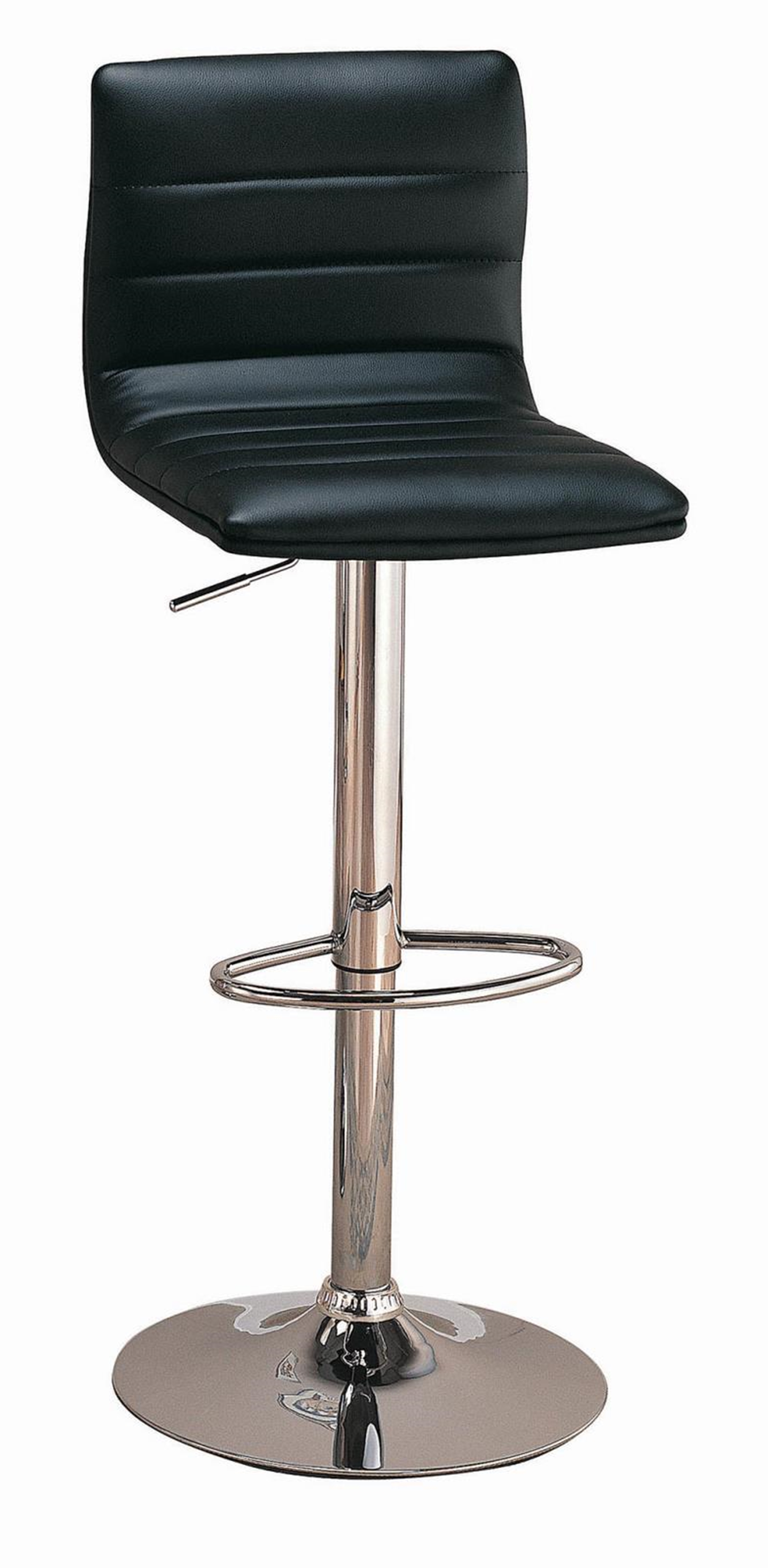 Contemporary Black and Chrome Adjustable Height Bar Stool - Click Image to Close