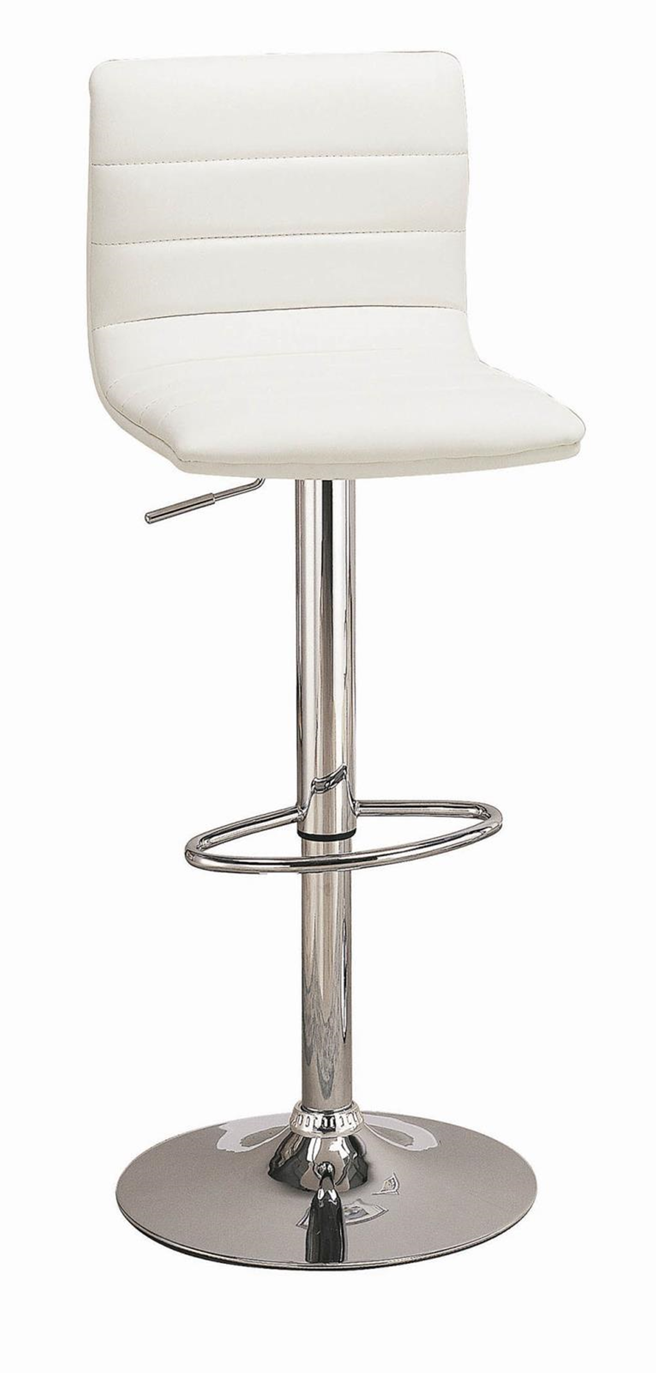 Contemporary White and Chrome Adjustable Height Bar Stool - Click Image to Close