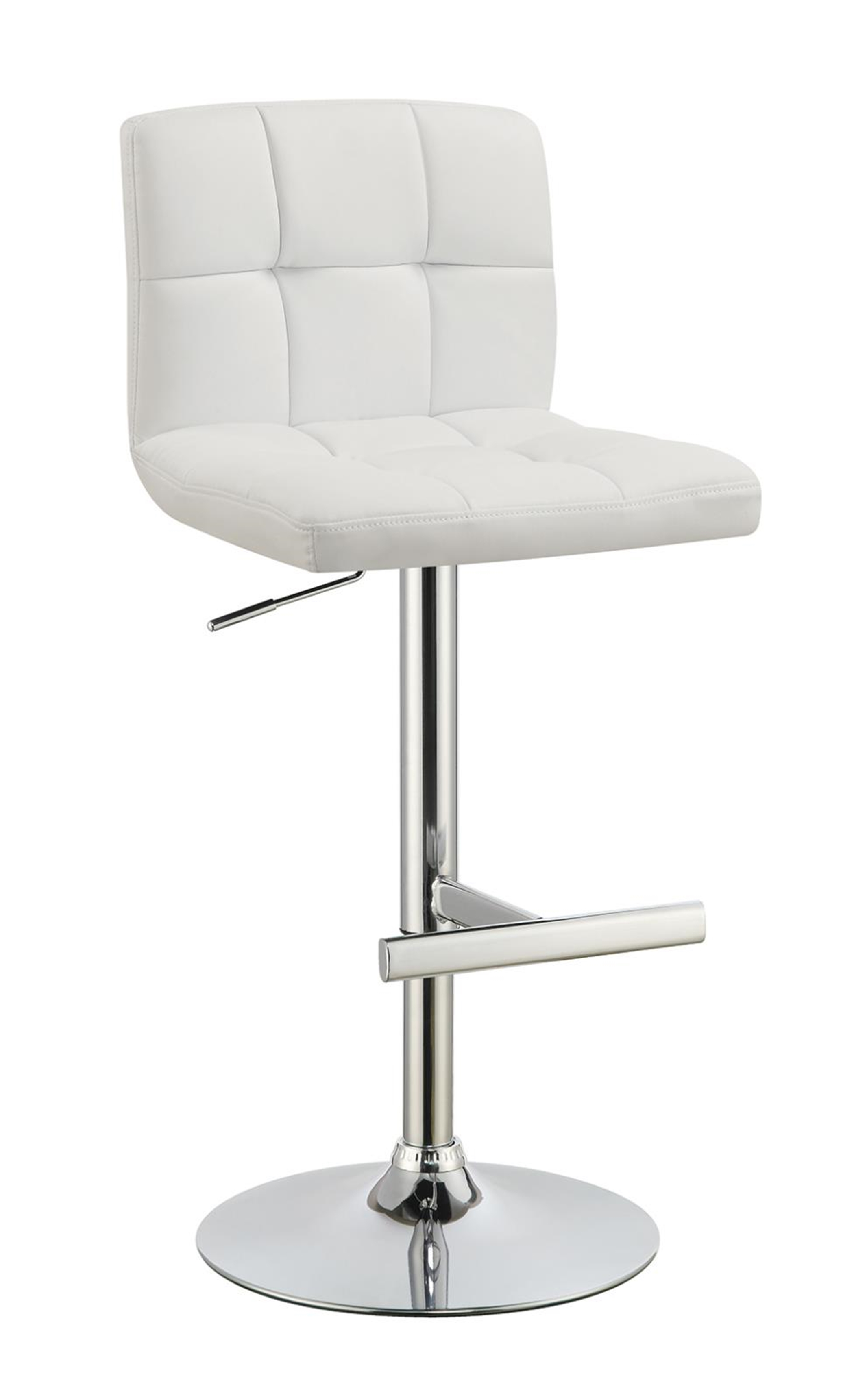 Contemporary White Adjustable Padded Back Bar Stool - Click Image to Close