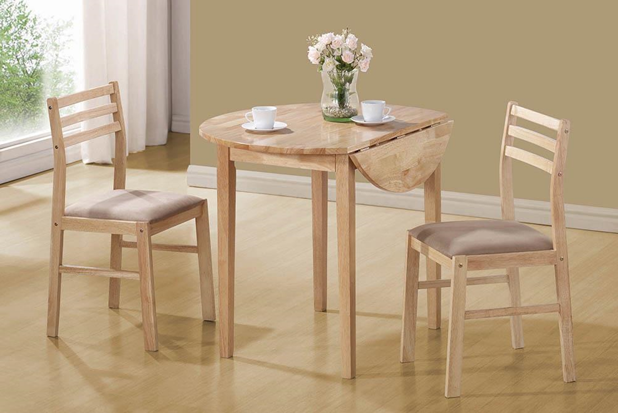 Casual Natural and Beige Three-Piece Dining Set - Click Image to Close