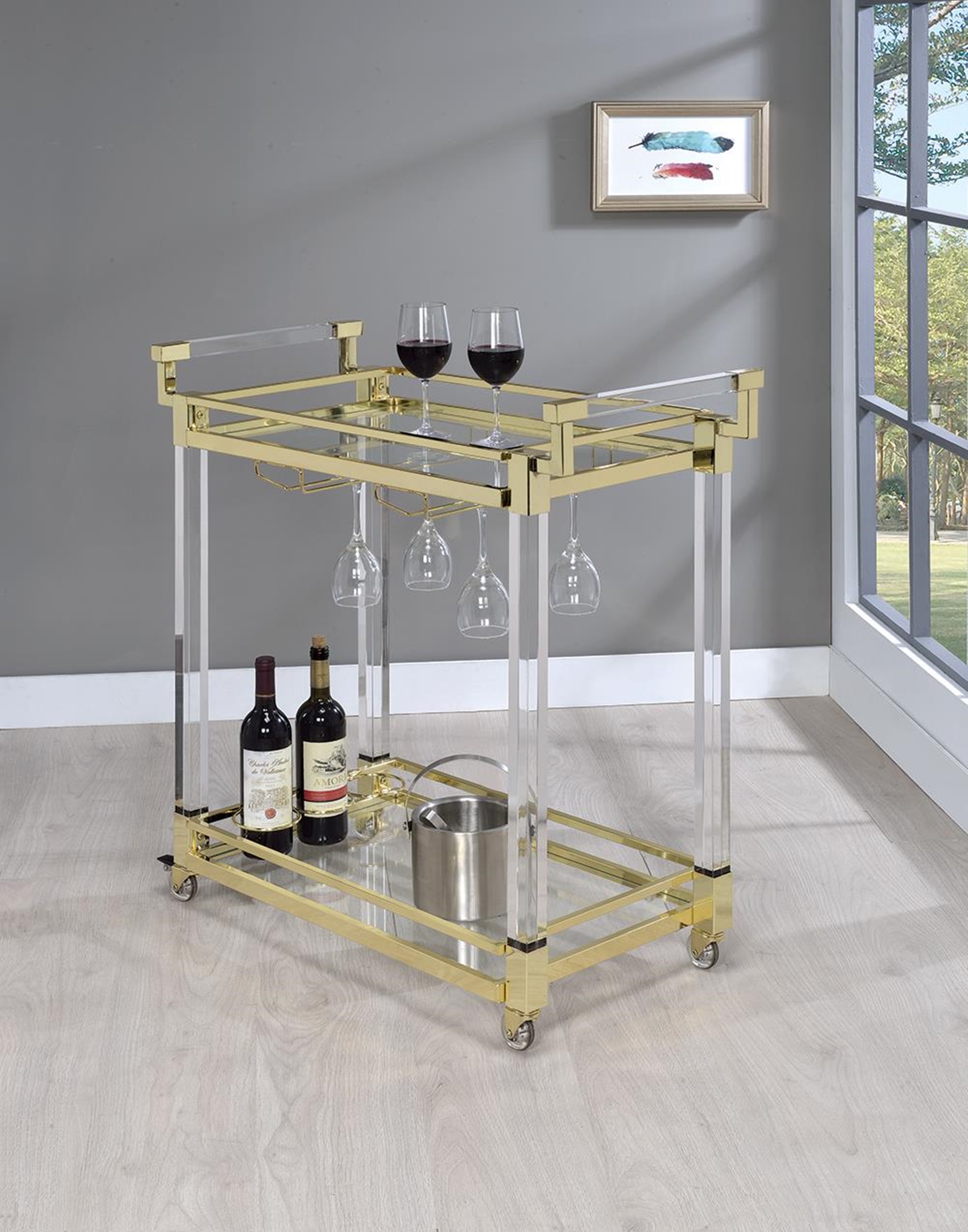 Modern Clear Acrylic Serving Cart - Click Image to Close