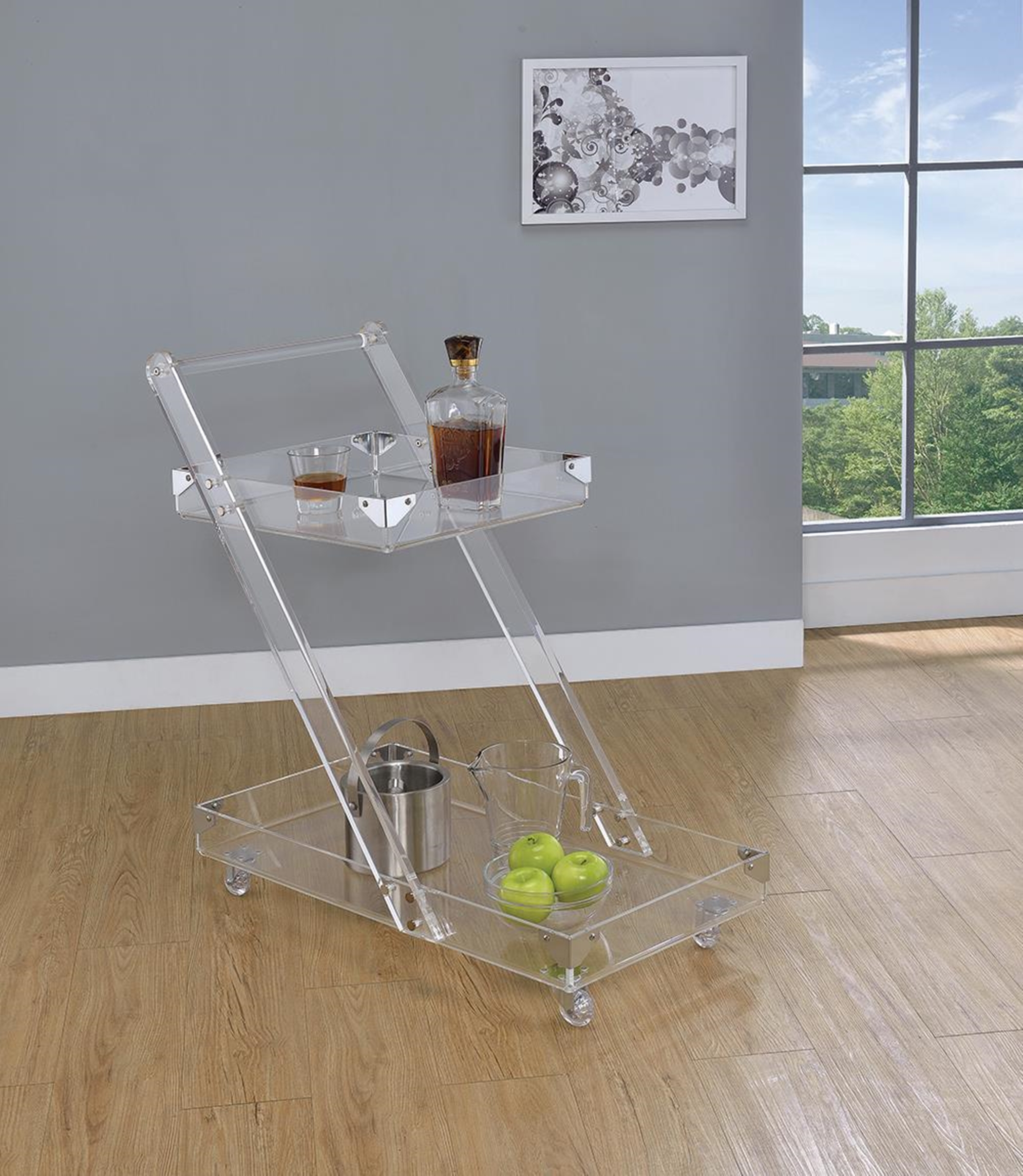 Modern Clear Acrylic Serving Cart - Click Image to Close