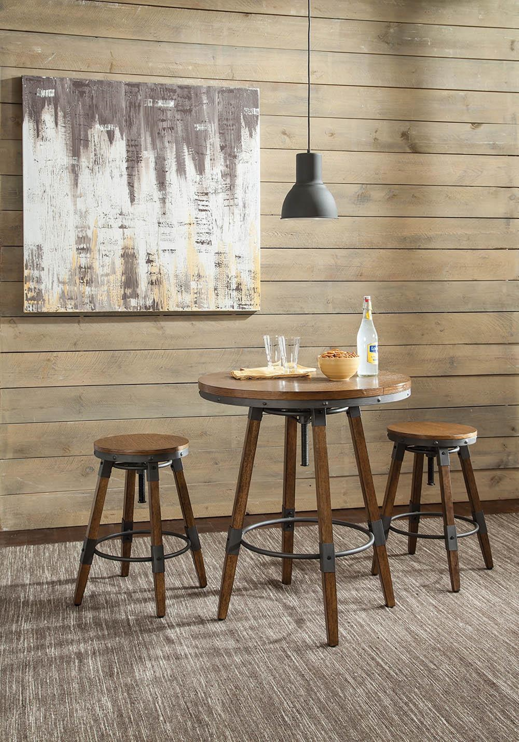 Hornell Rustic Adjustable Bar Stool - Click Image to Close