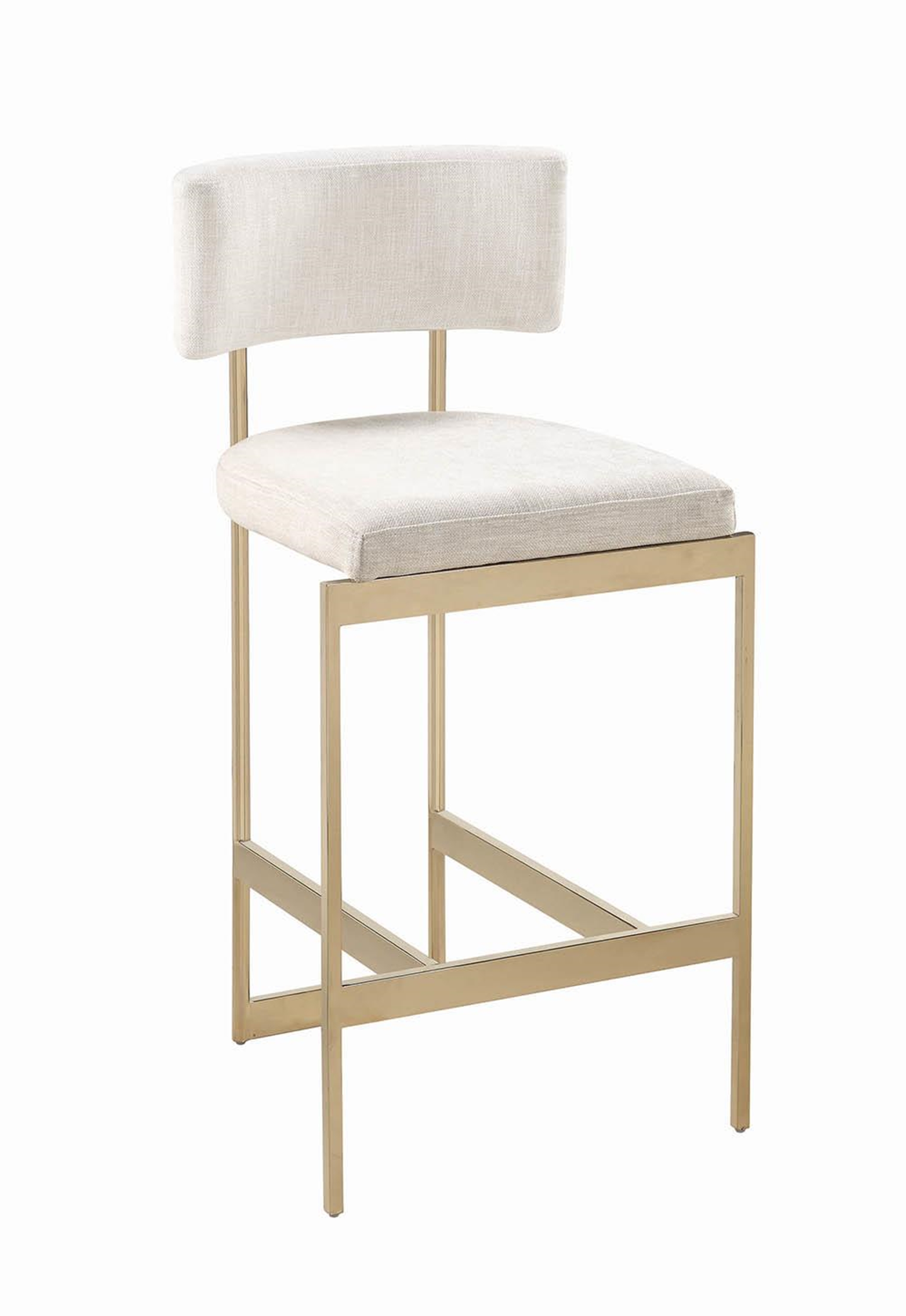 Modern Beige and Brass Counter-Height Stool - Click Image to Close