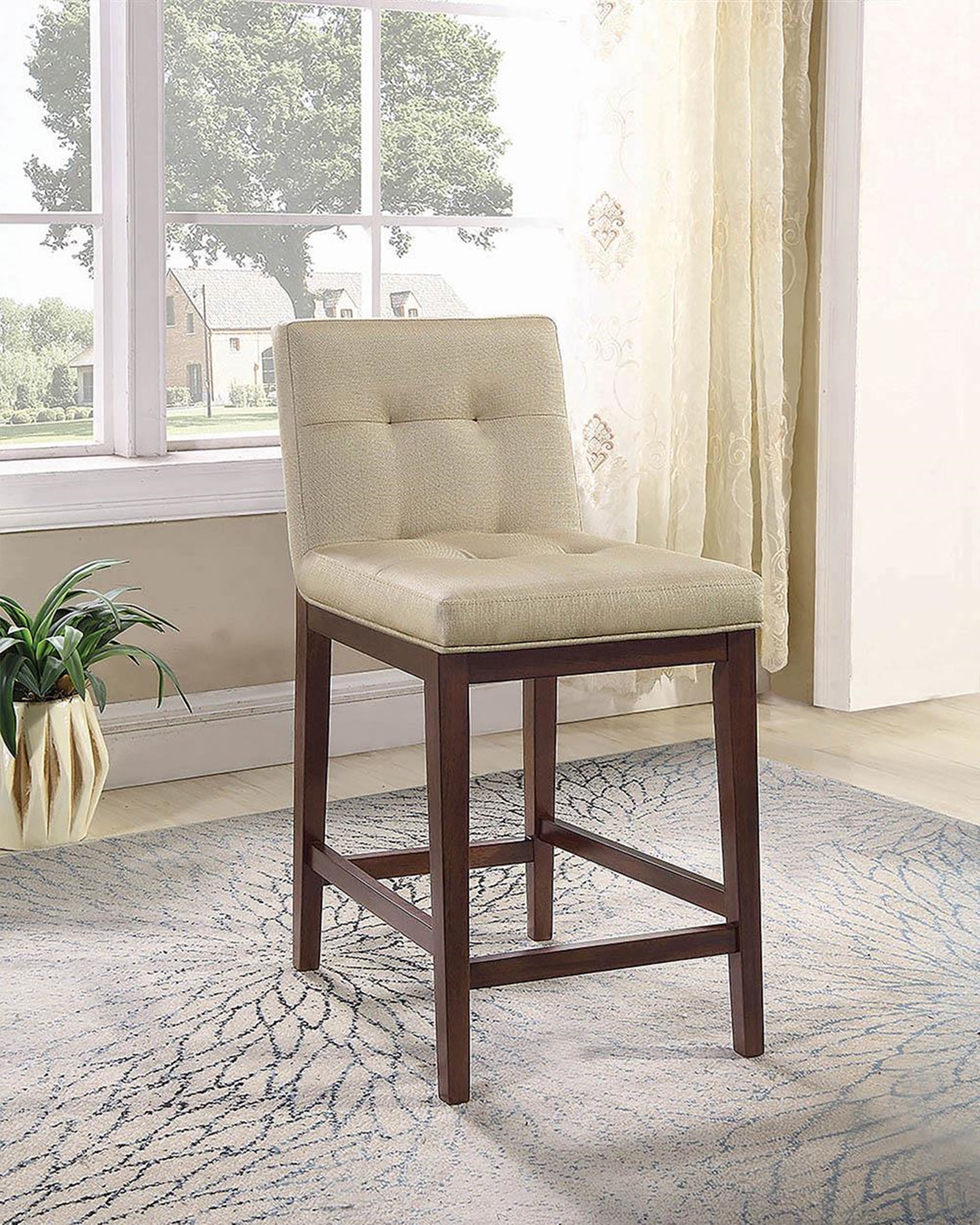 Transitional Beige and Capp. Counter-Height Stool - Click Image to Close
