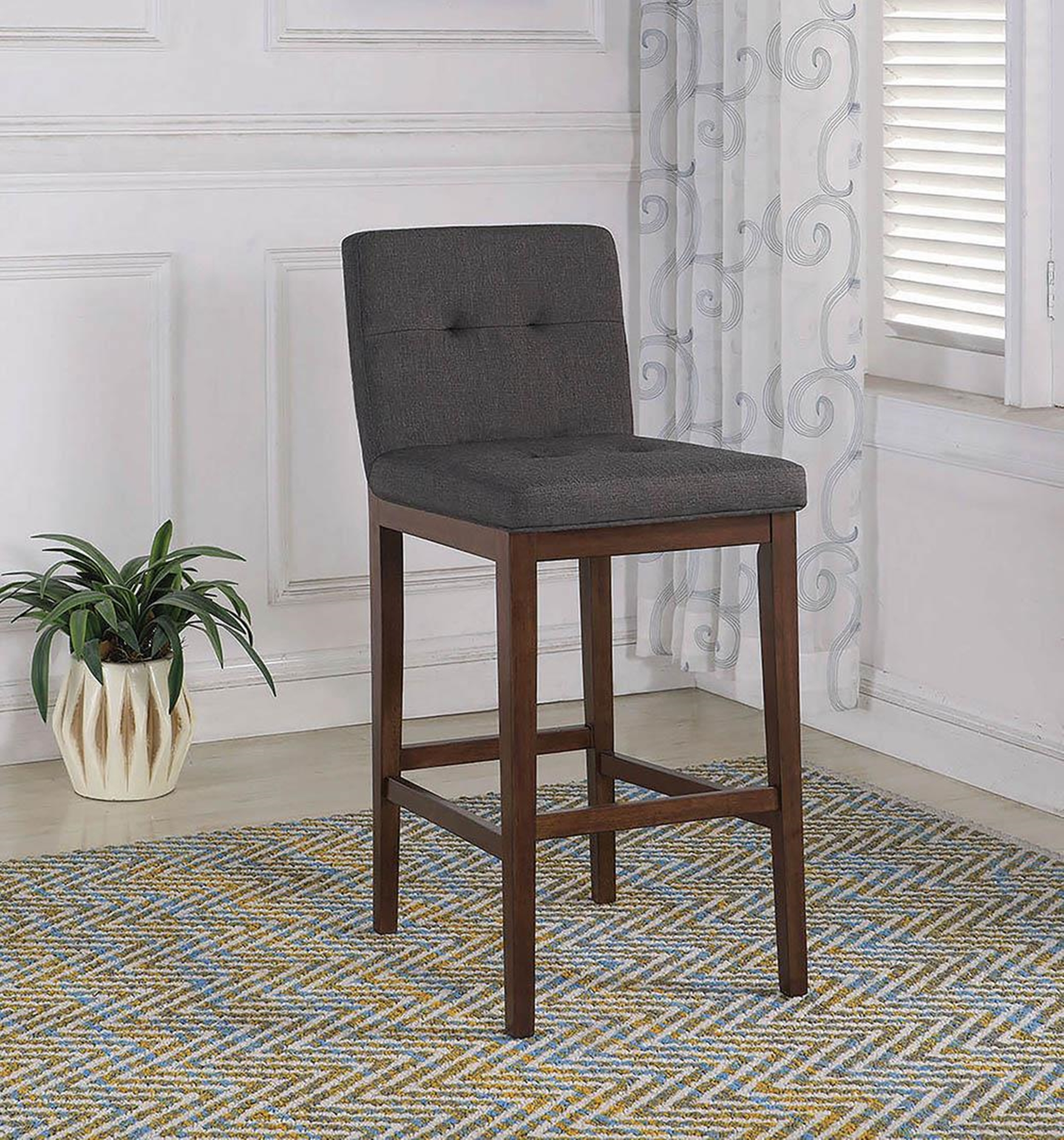 Transitional Charcoal and Capp. Bar-Height Stool - Click Image to Close