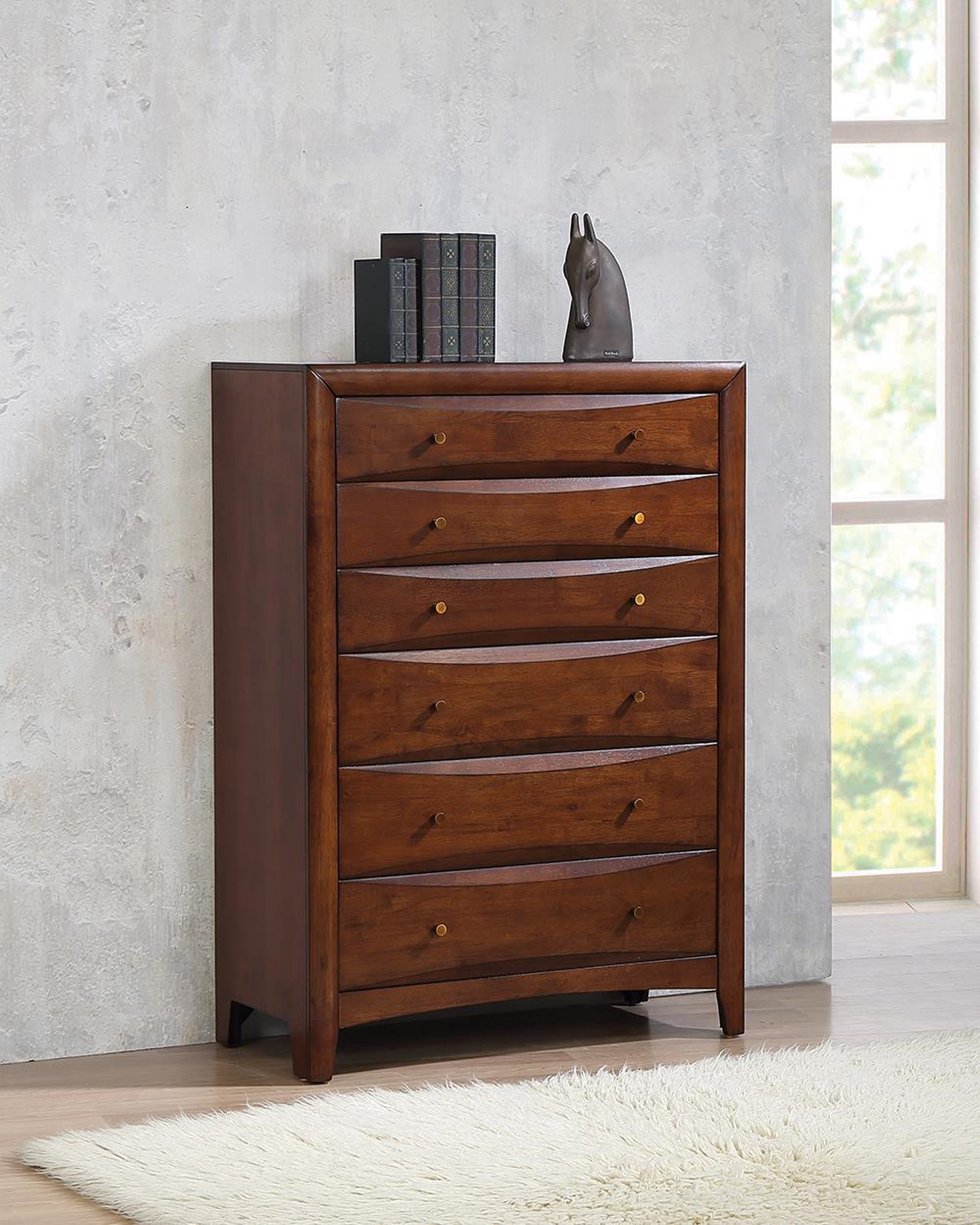 Hillary Warm Brown Six-Drawer Chest - Click Image to Close