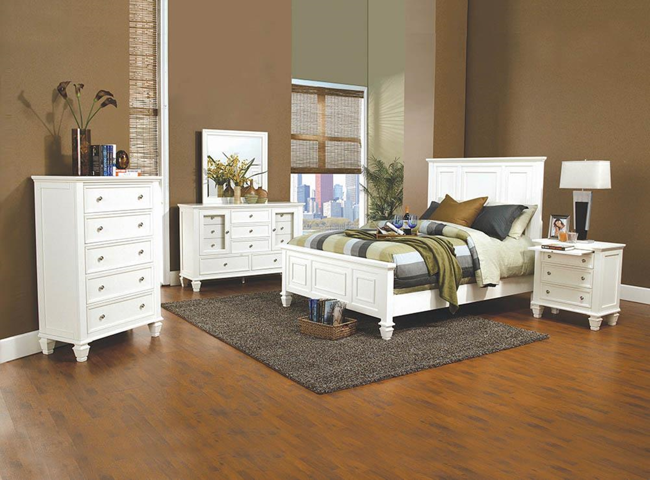 Sandy Beach White Queen Bed - Click Image to Close