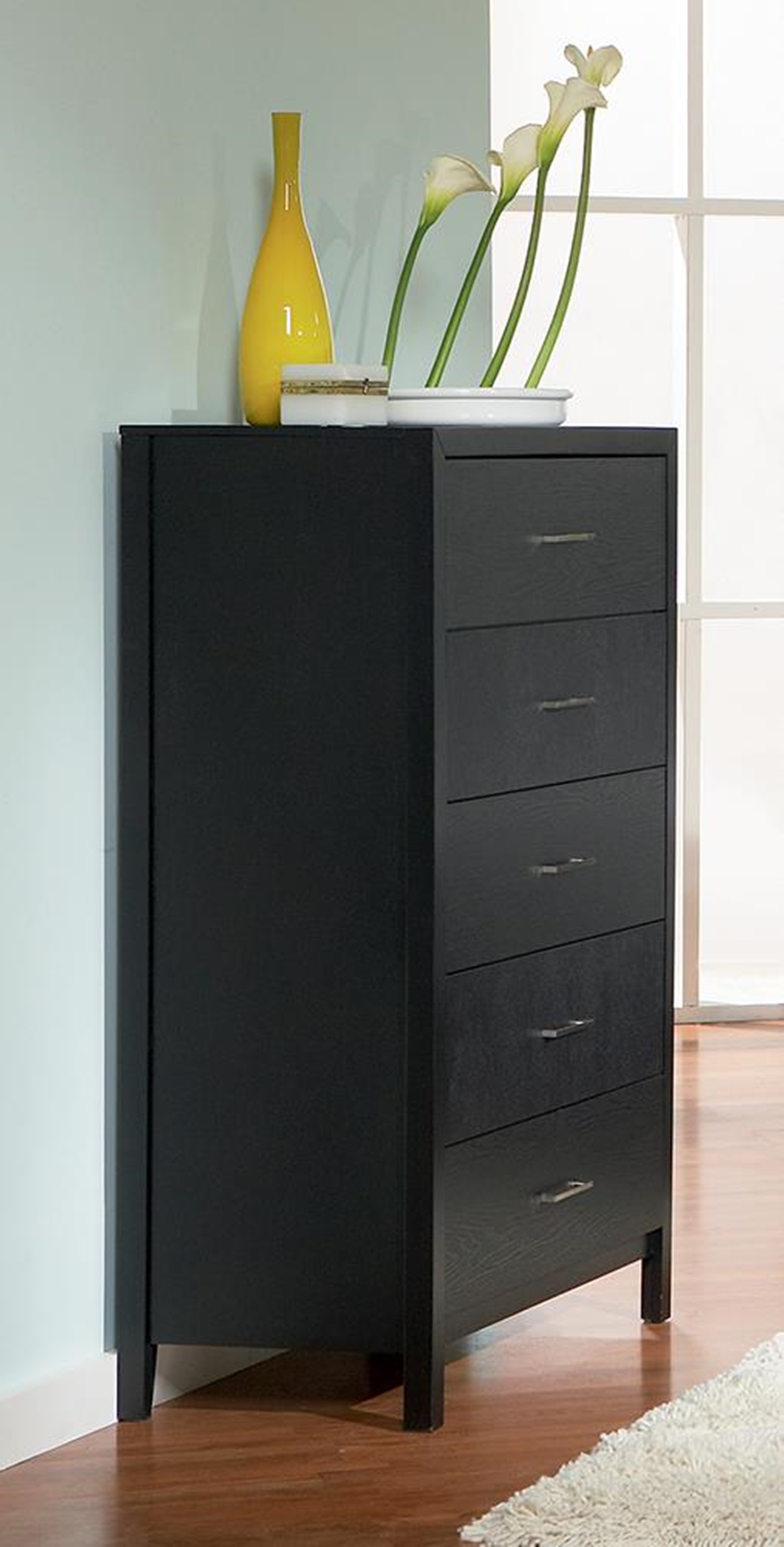 Grove Black Five-Drawer Chest - Click Image to Close