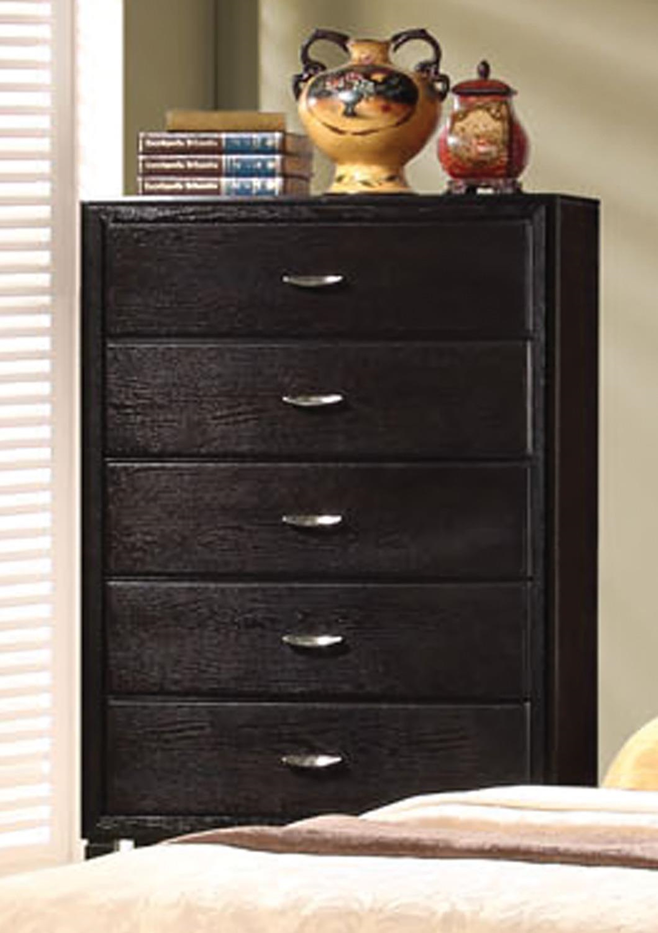 Nacey Dark Brown Five-Drawer Chest - Click Image to Close
