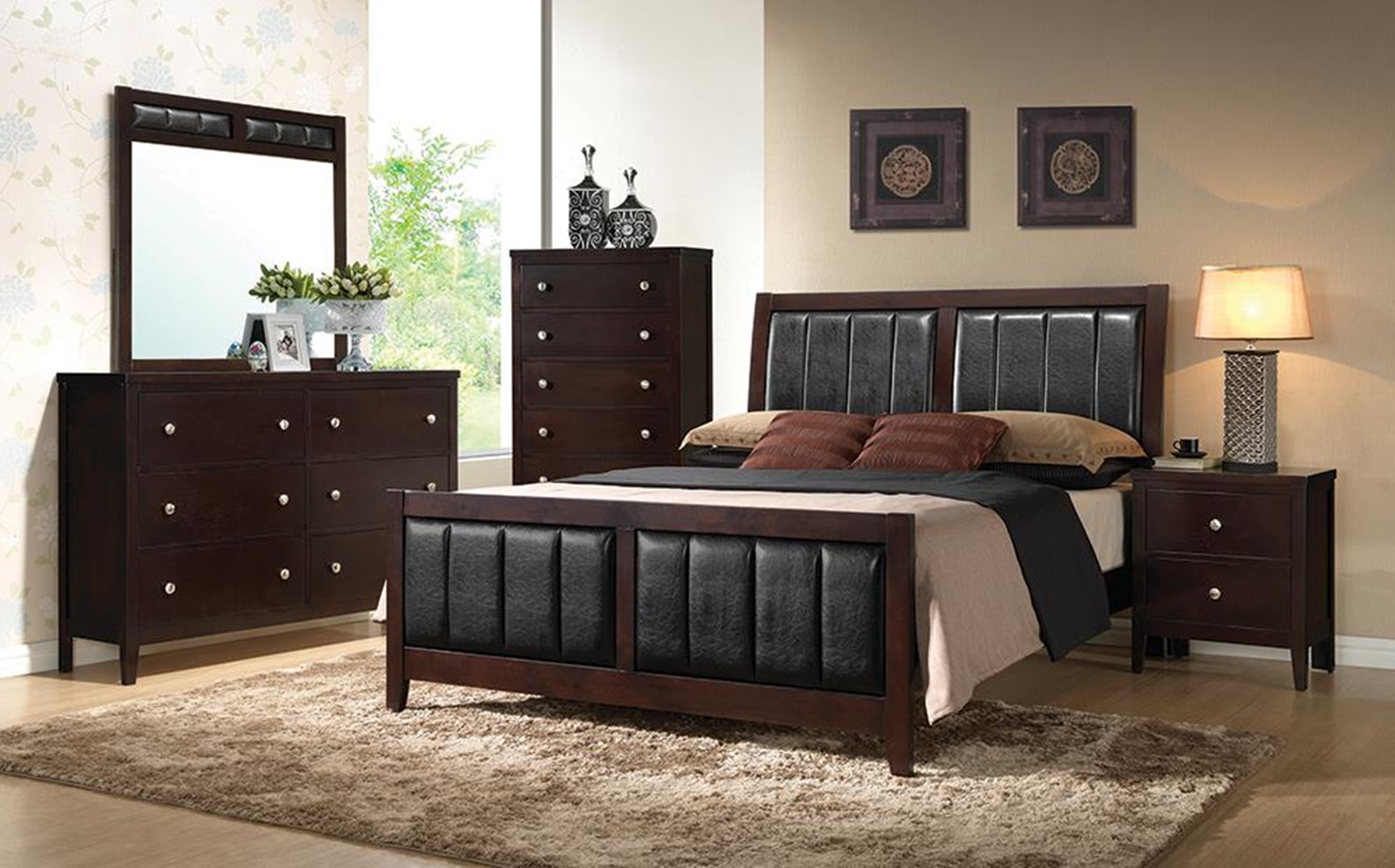 Carlton Transitional Capp. Queen Bed - Click Image to Close
